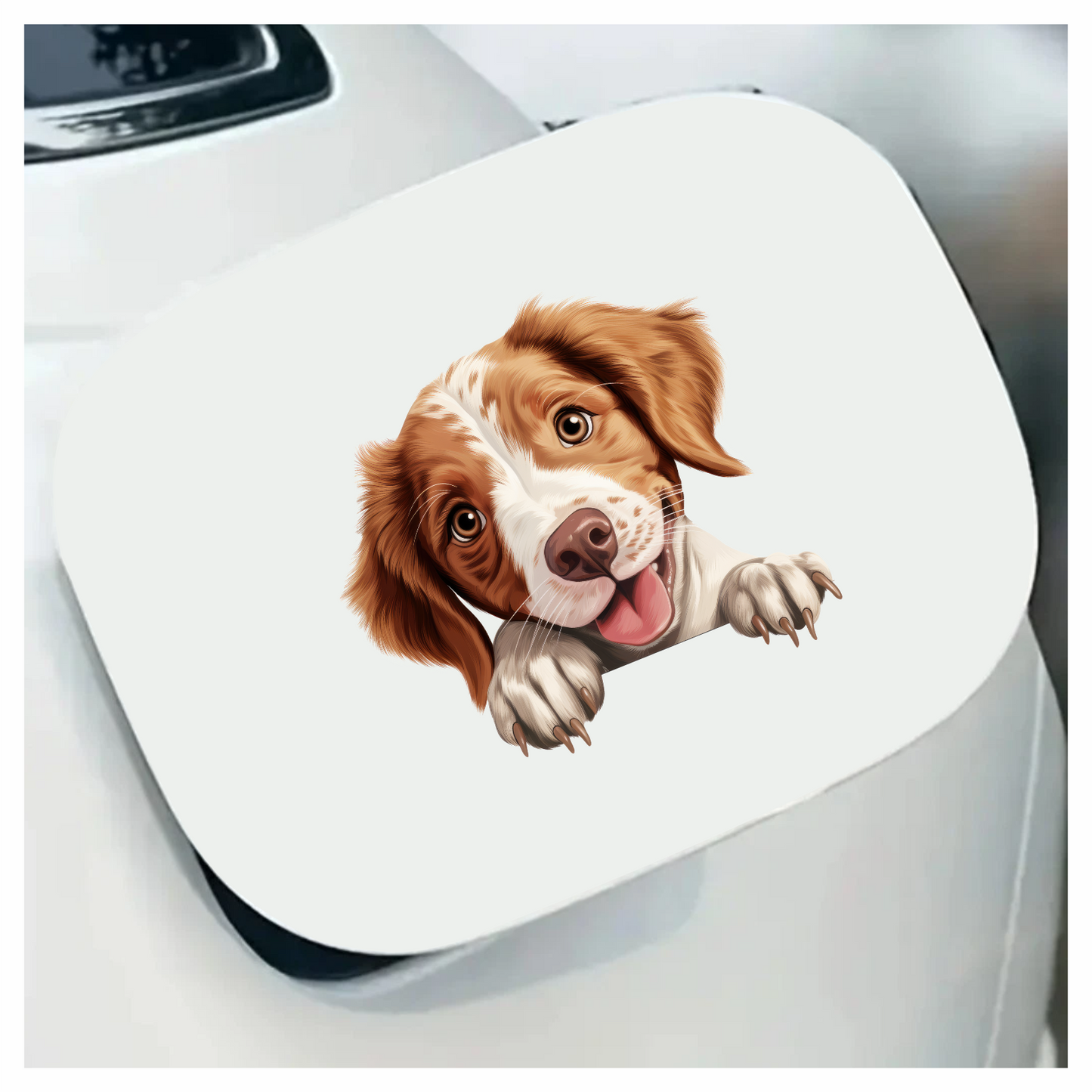 Brown White Dog Spaniel Happy Vinyl Sticker Decal