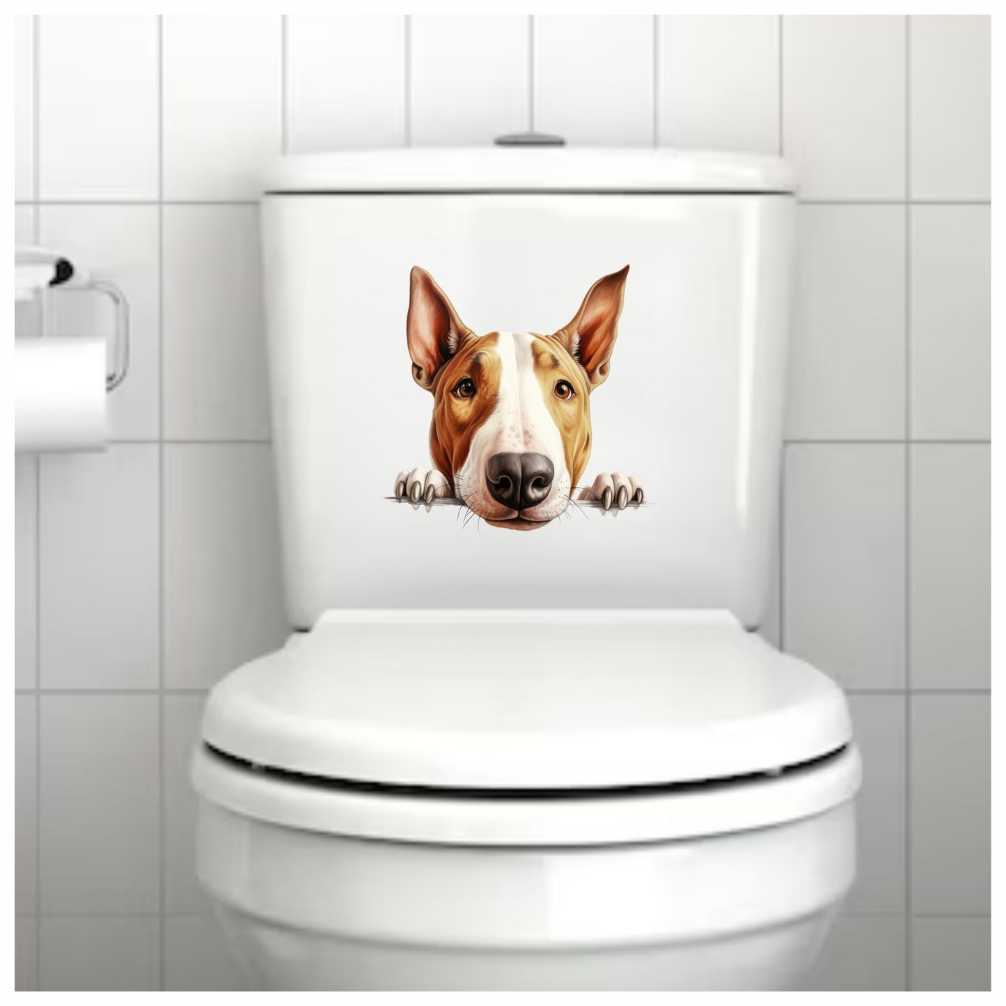 Brown White Dog Bullterrier Face Vinyl Sticker Decal