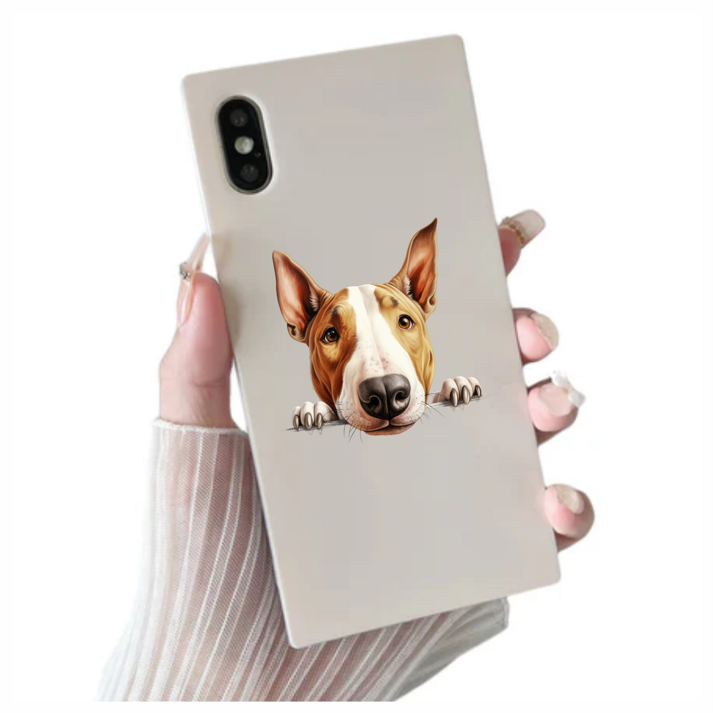 Brown White Dog Bullterrier Face Vinyl Sticker Decal