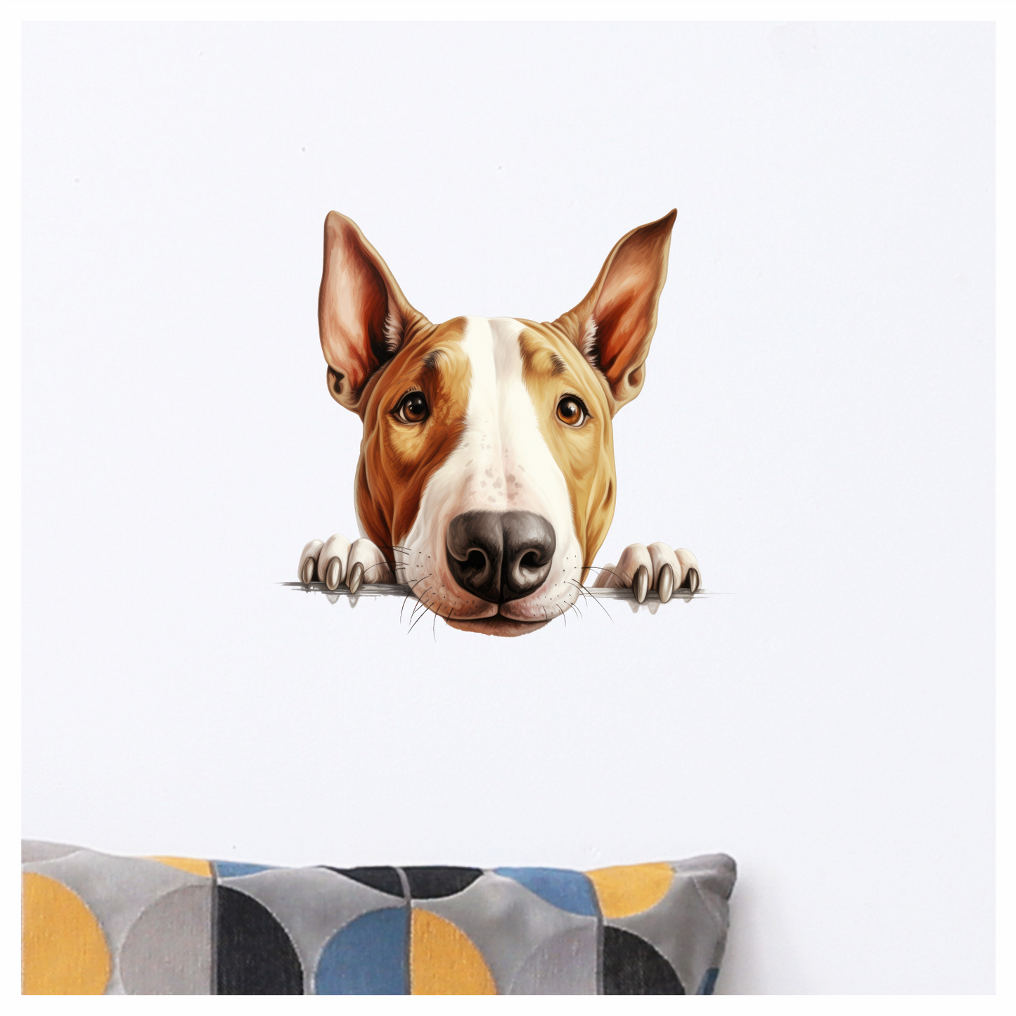 Brown White Dog Bullterrier Face Vinyl Sticker Decal
