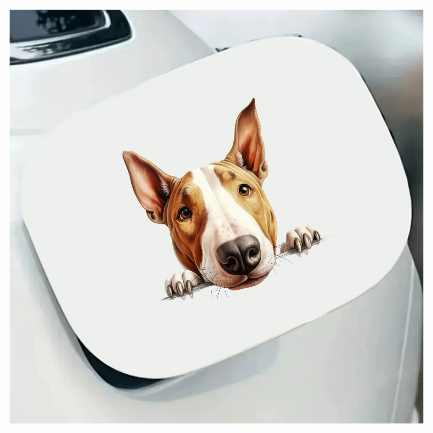 Brown White Dog Bullterrier Face Vinyl Sticker Decal