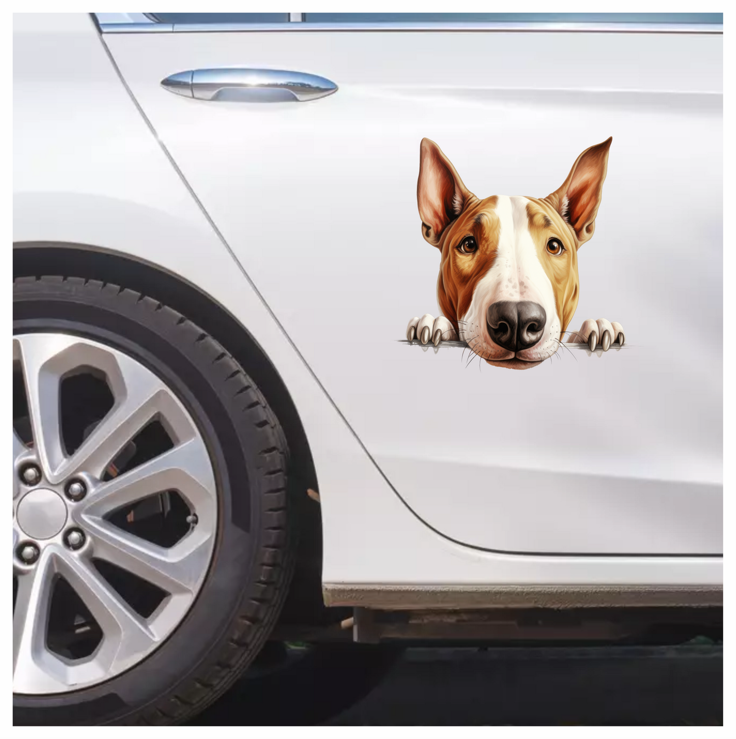 Brown White Dog Bullterrier Face Vinyl Sticker Decal