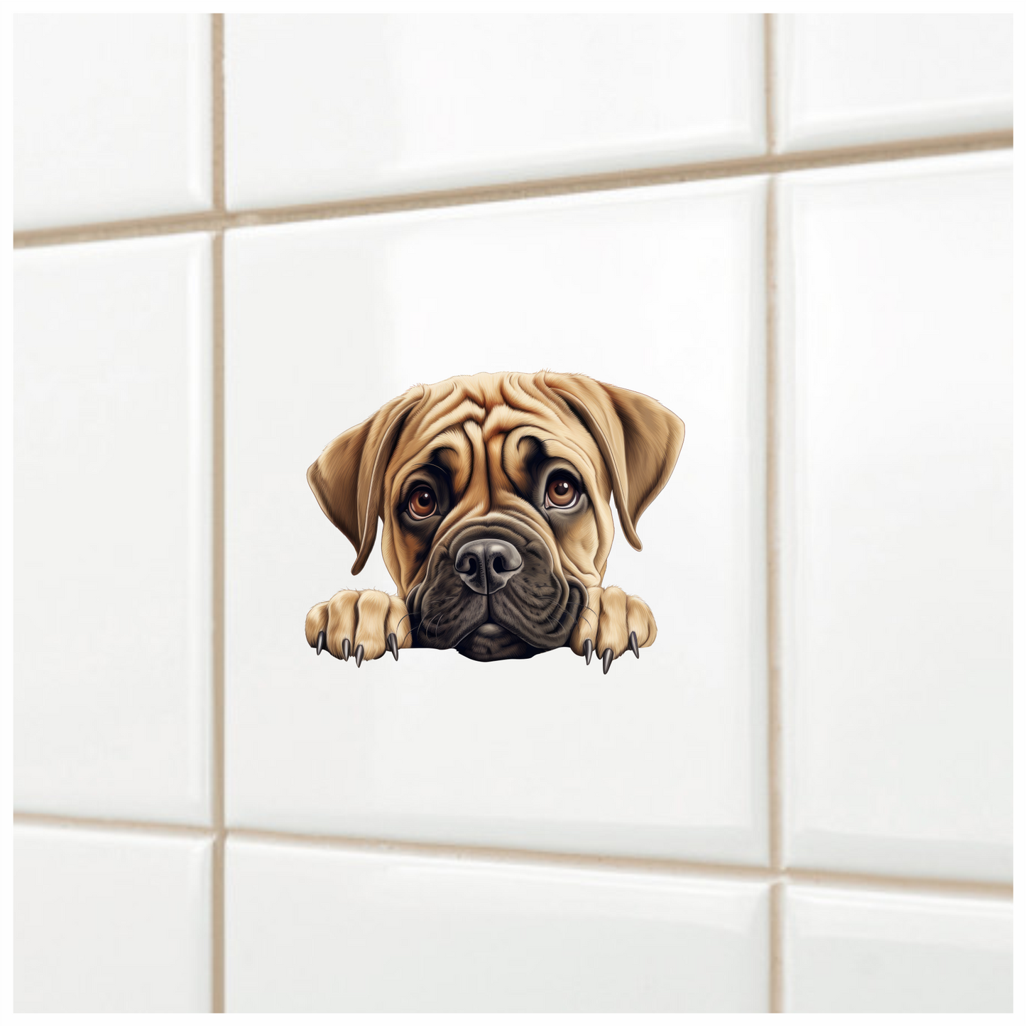 Brown Puppy Dog Mastiff Cute Vinyl Sticker Decal
