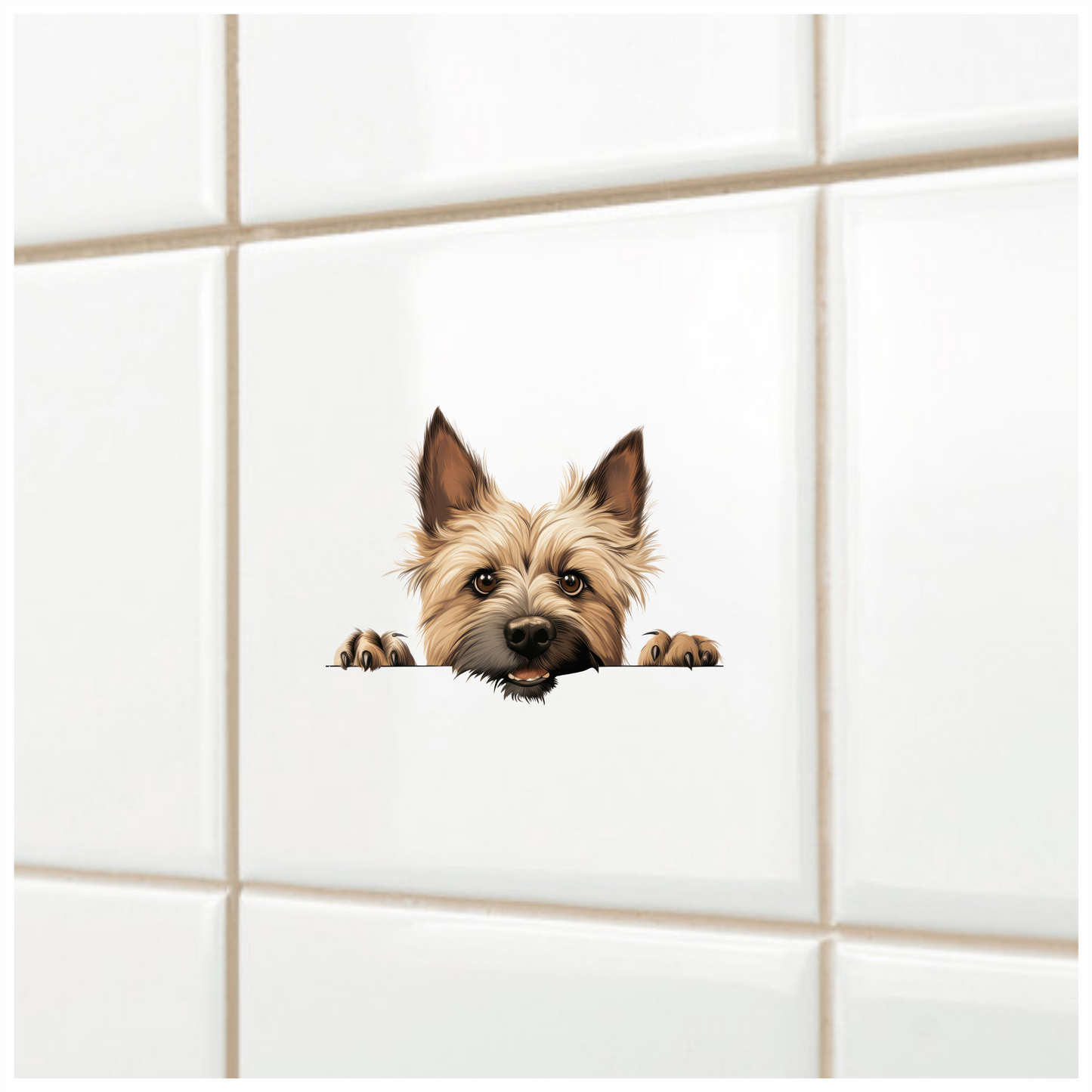 Brown Dog Terrier Face Peek Vinyl Sticker Decal