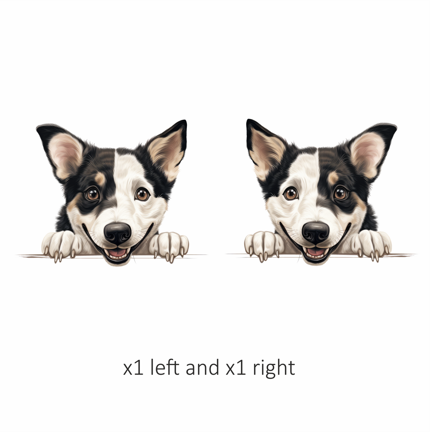Black White Dog Corgi Smiling Vinyl Sticker Decal