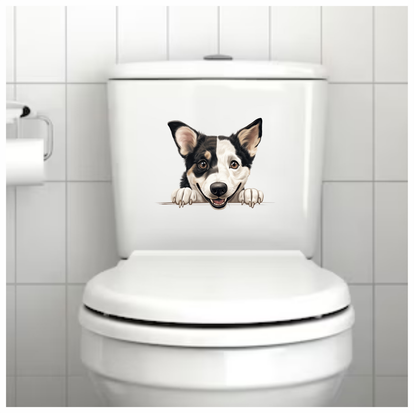 Black White Dog Corgi Smiling Vinyl Sticker Decal