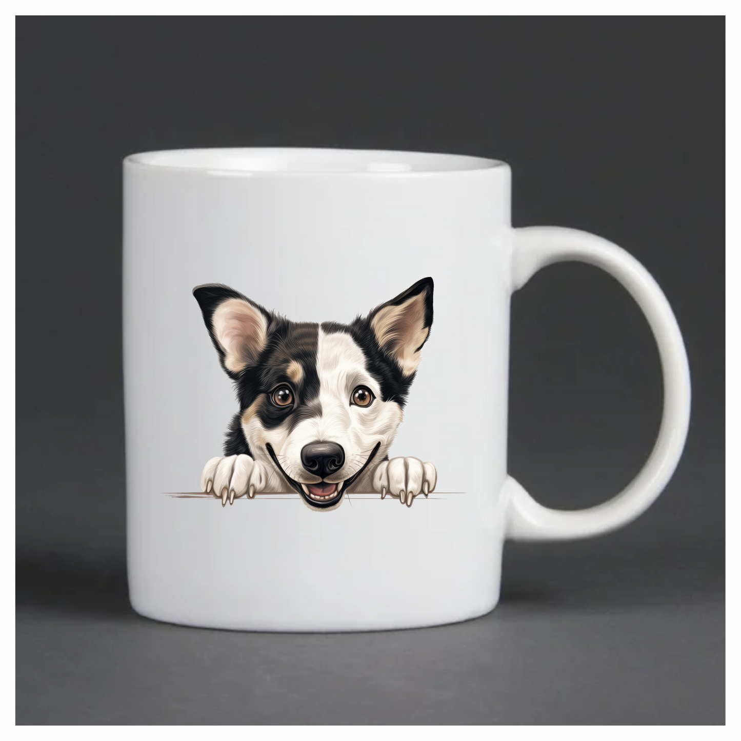 Black White Dog Corgi Smiling Vinyl Sticker Decal