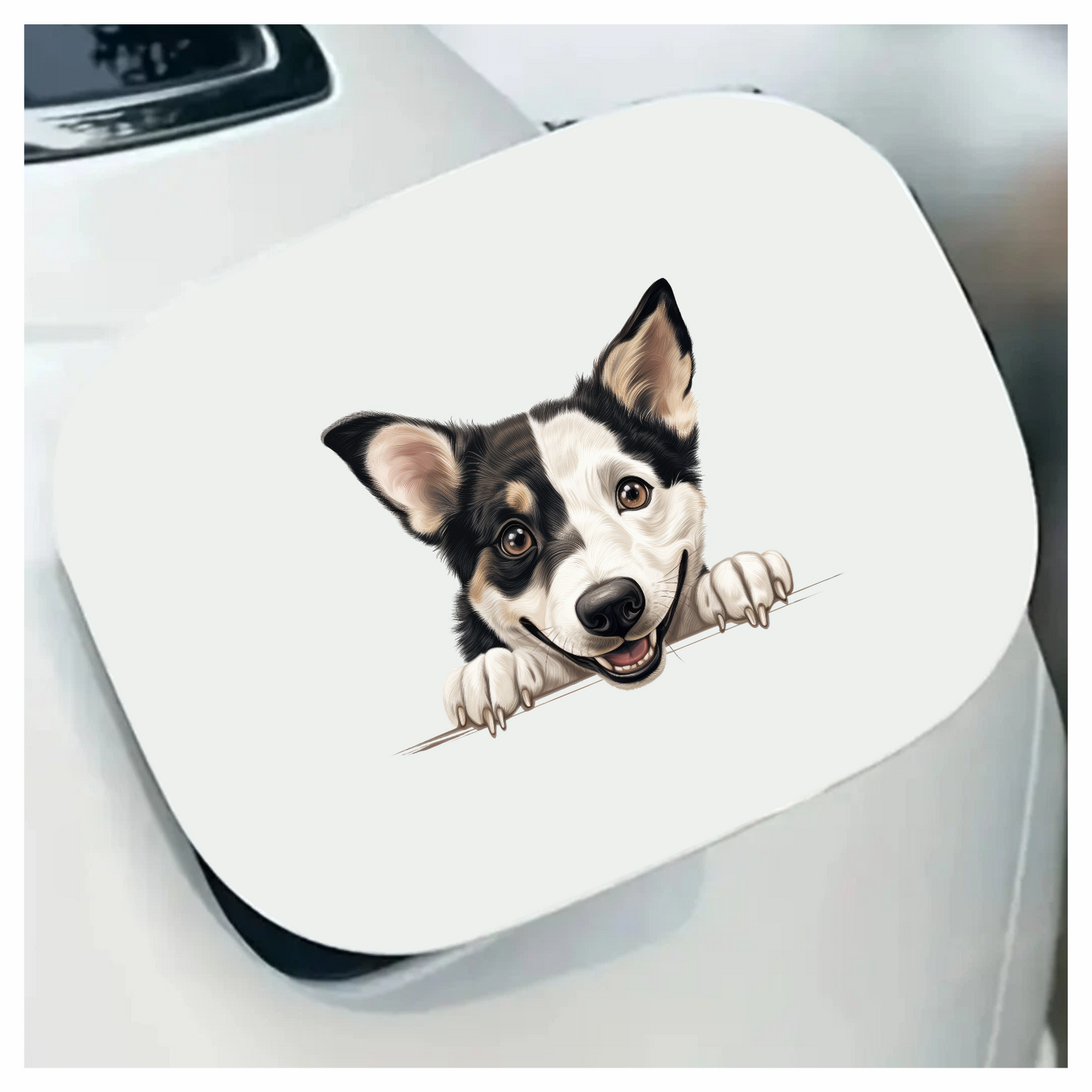 Black White Dog Corgi Smiling Vinyl Sticker Decal