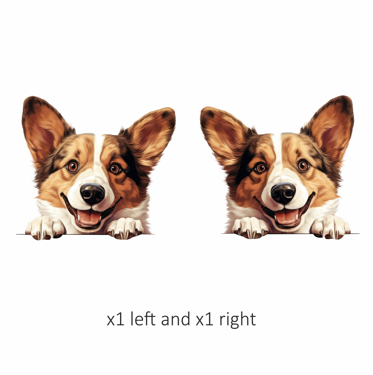 Brown White Corgi Dog Happy Face Vinyl Sticker Decal