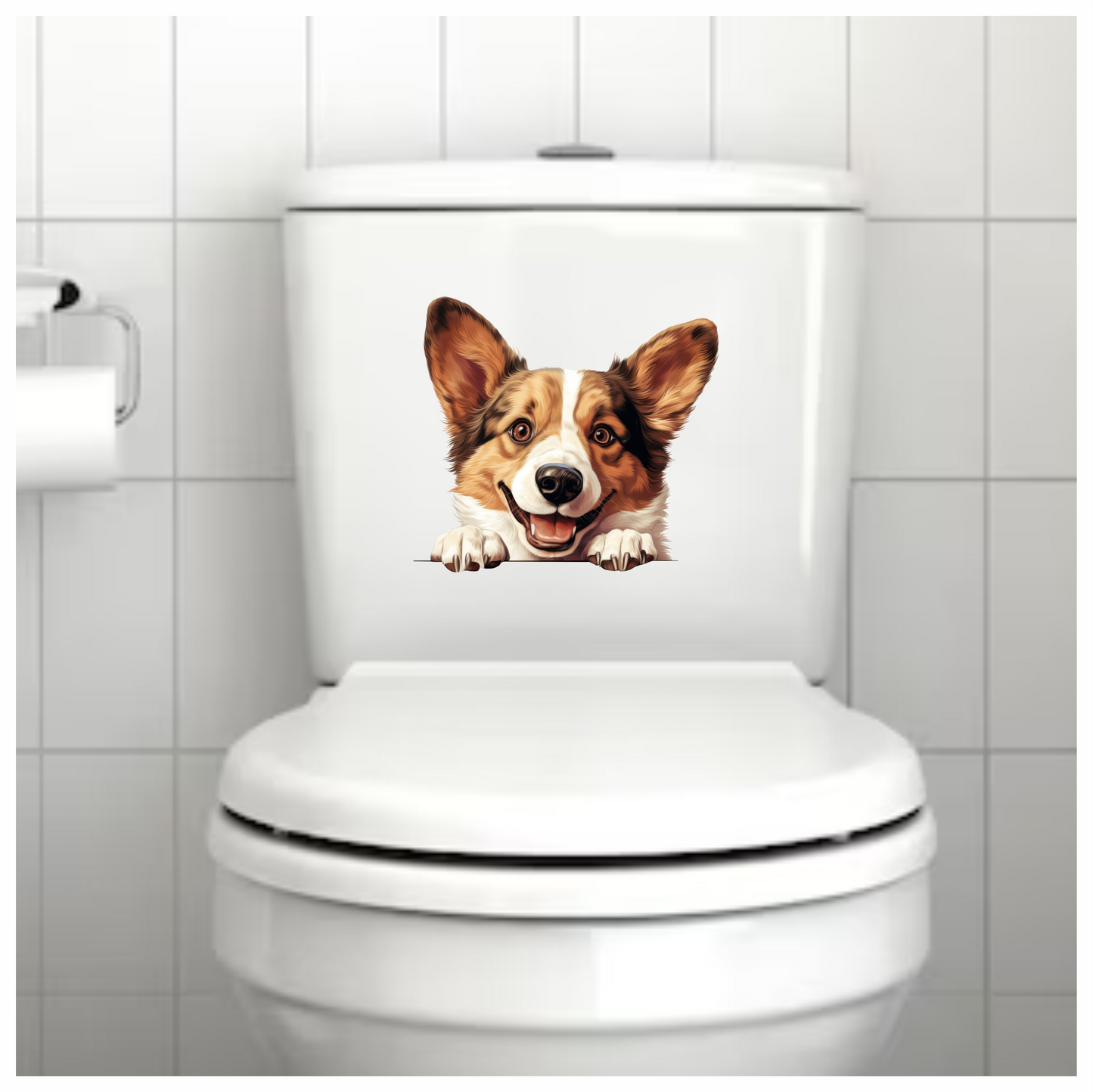 Brown White Corgi Dog Happy Face Vinyl Sticker Decal