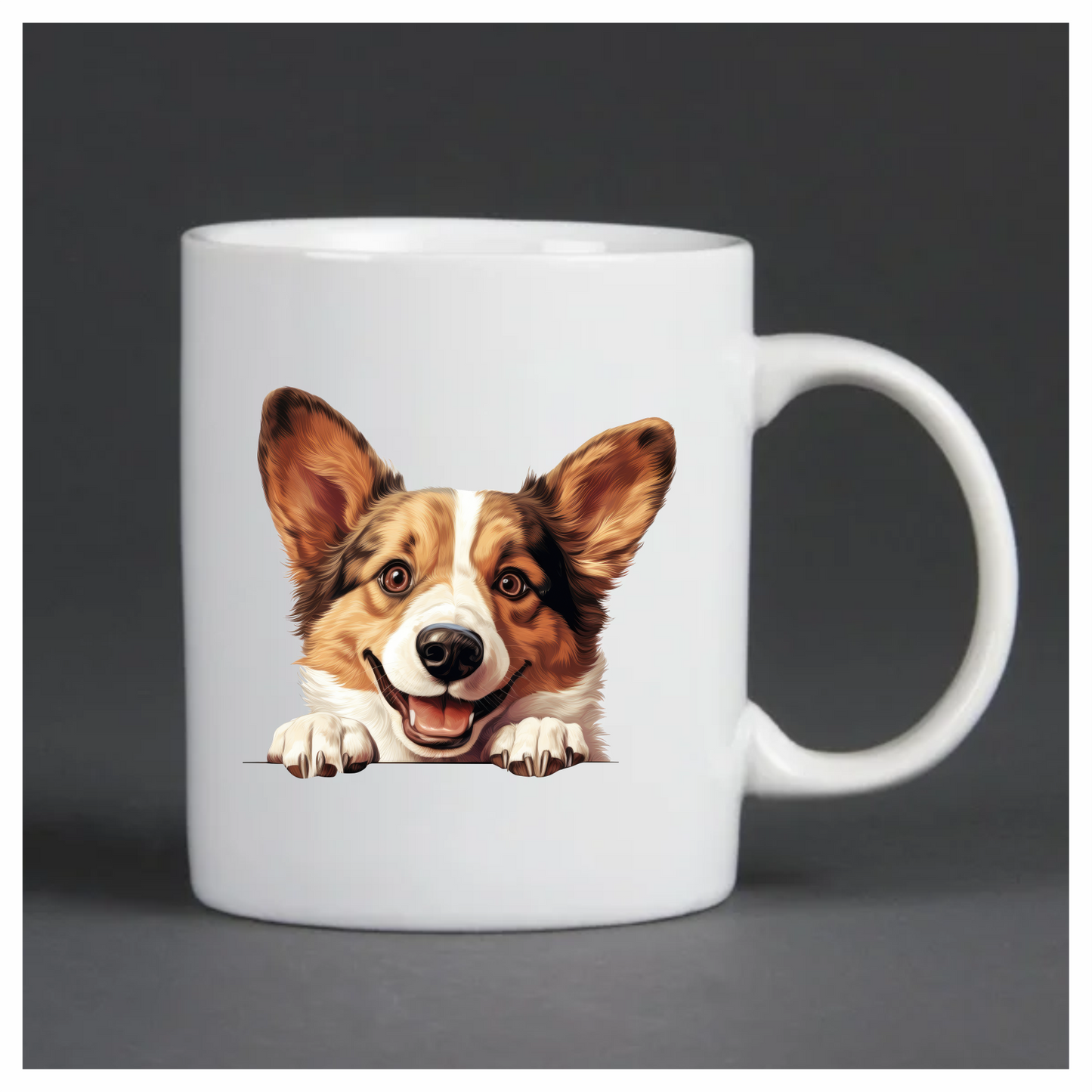 Brown White Corgi Dog Happy Face Vinyl Sticker Decal
