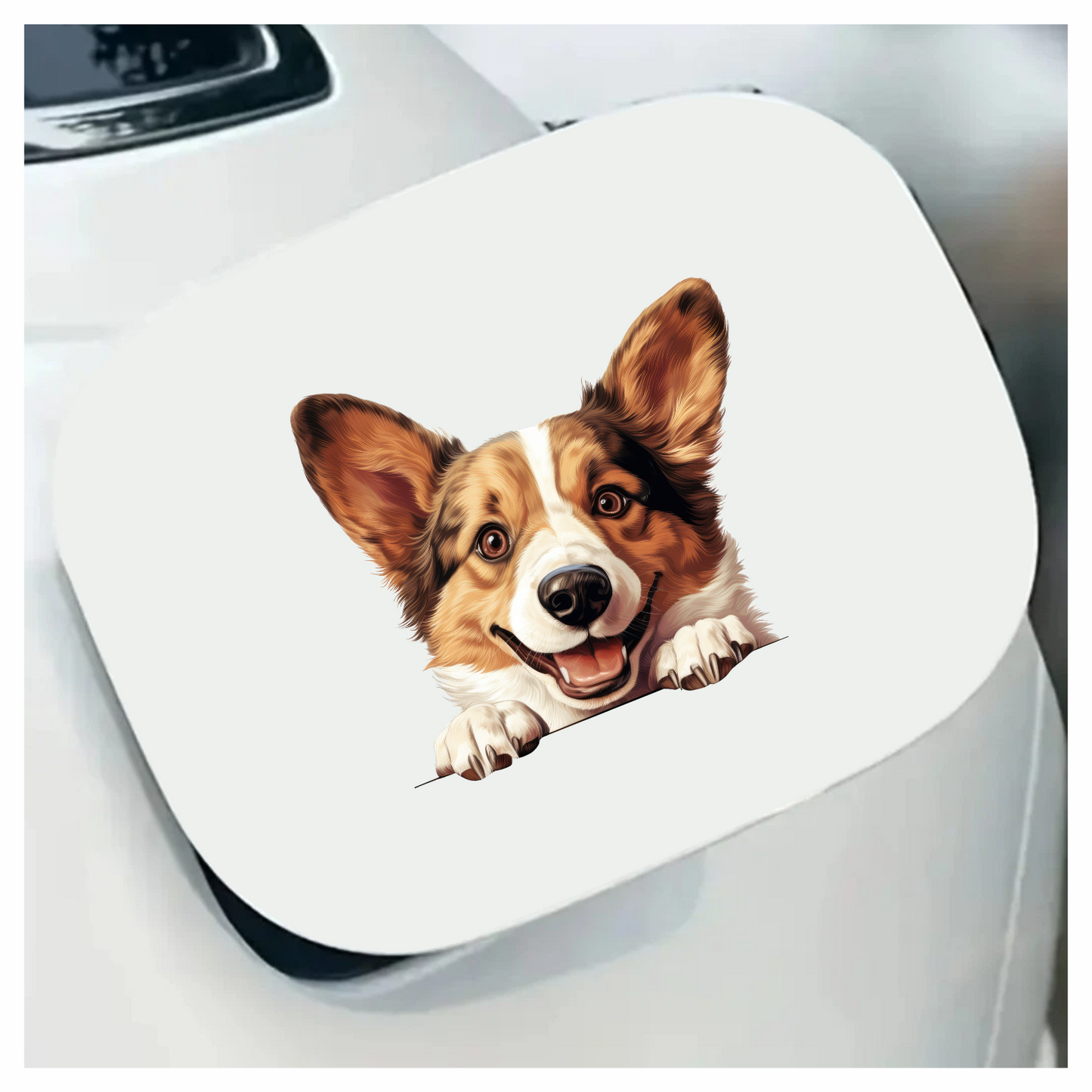 Brown White Corgi Dog Happy Face Vinyl Sticker Decal