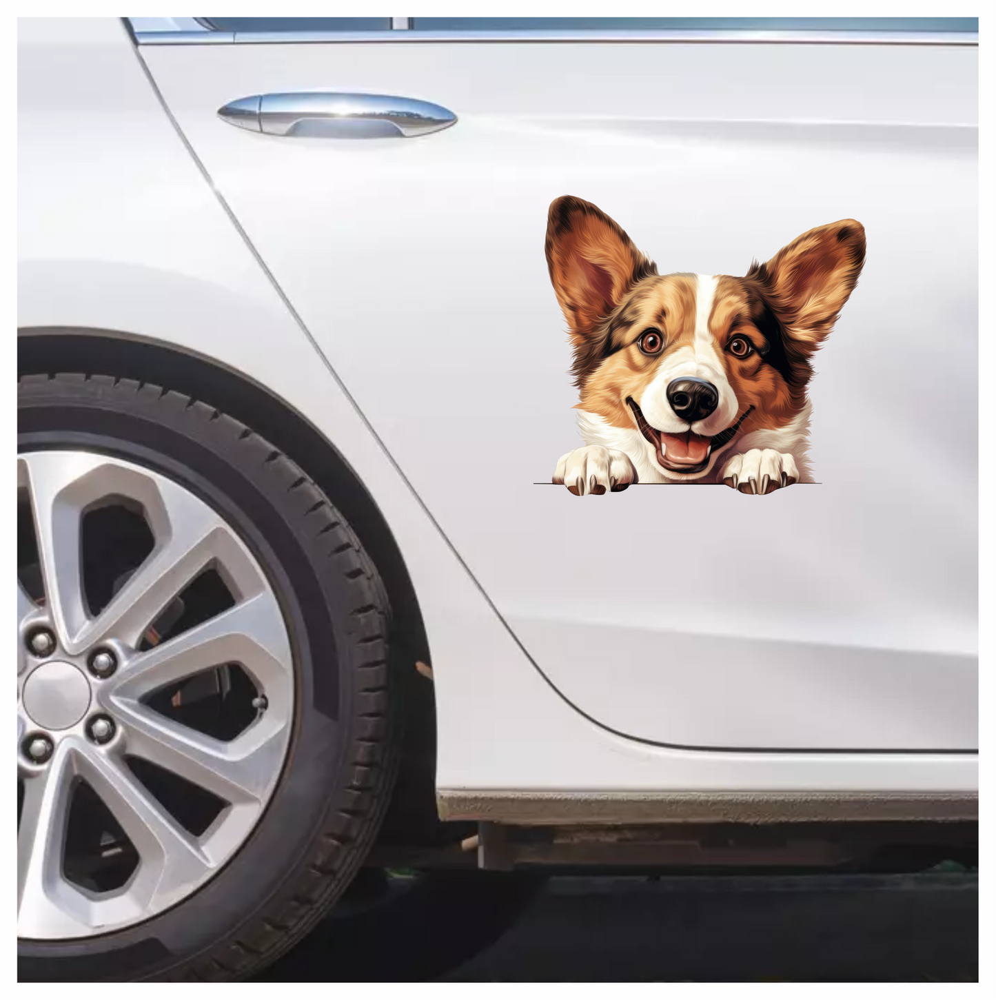 Brown White Corgi Dog Happy Face Vinyl Sticker Decal