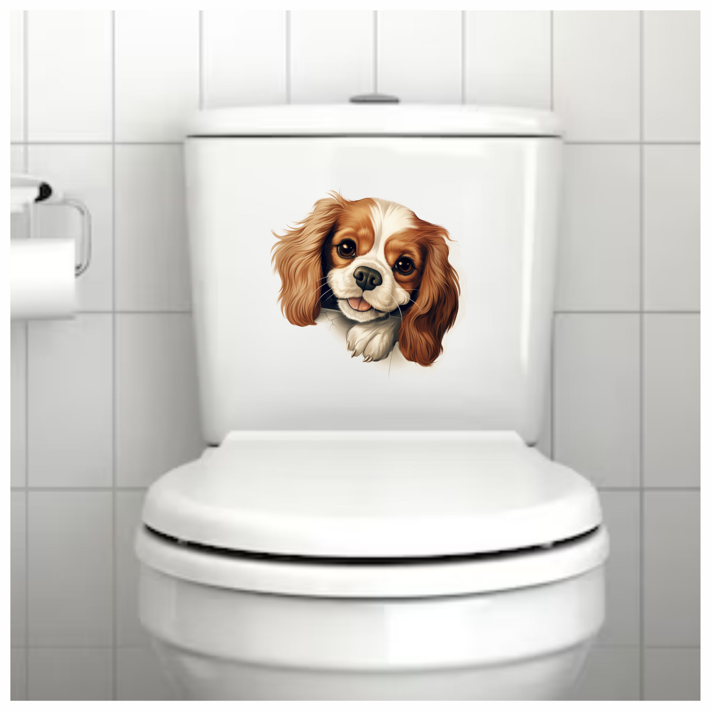 Brown White Dog Cavalier Spaniel Vinyl Sticker Decal