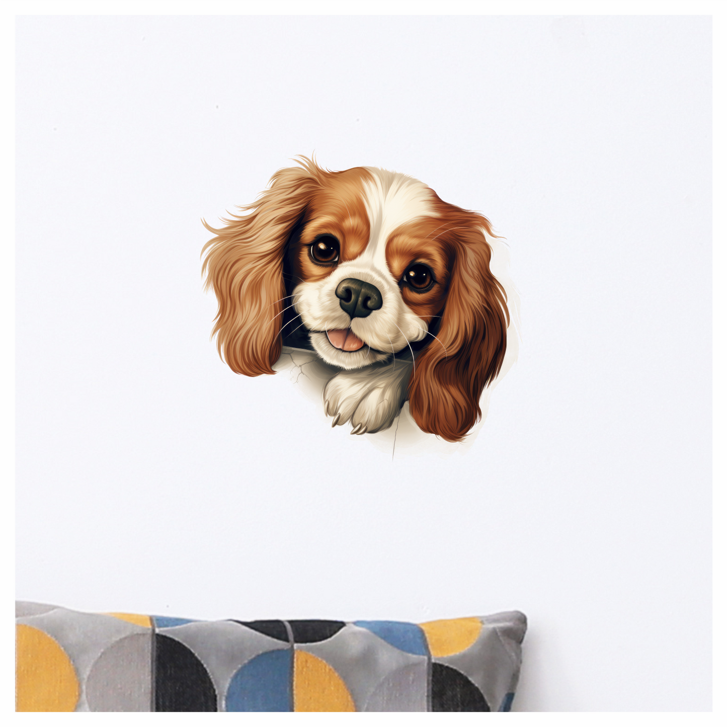 Brown White Dog Cavalier Spaniel Vinyl Sticker Decal