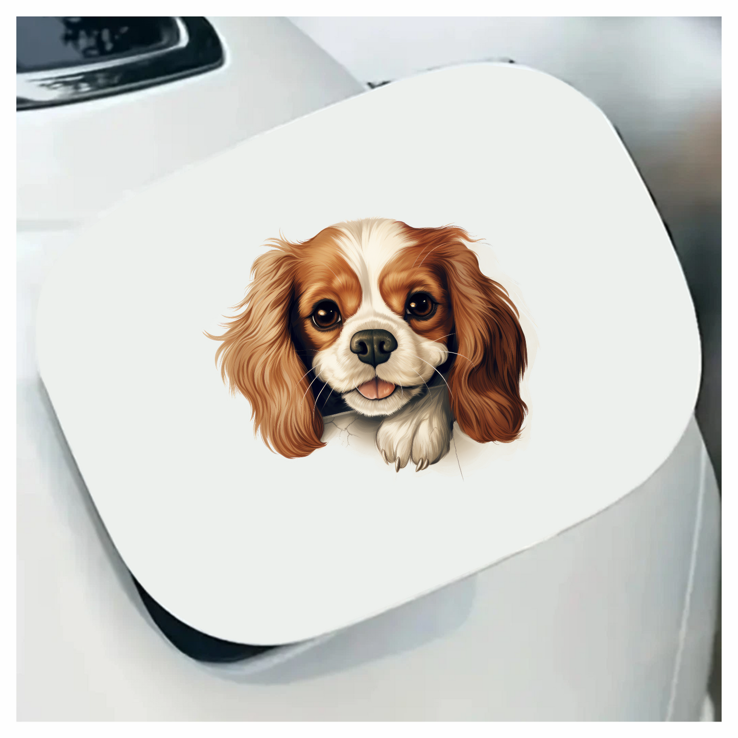 Brown White Dog Cavalier Spaniel Vinyl Sticker Decal
