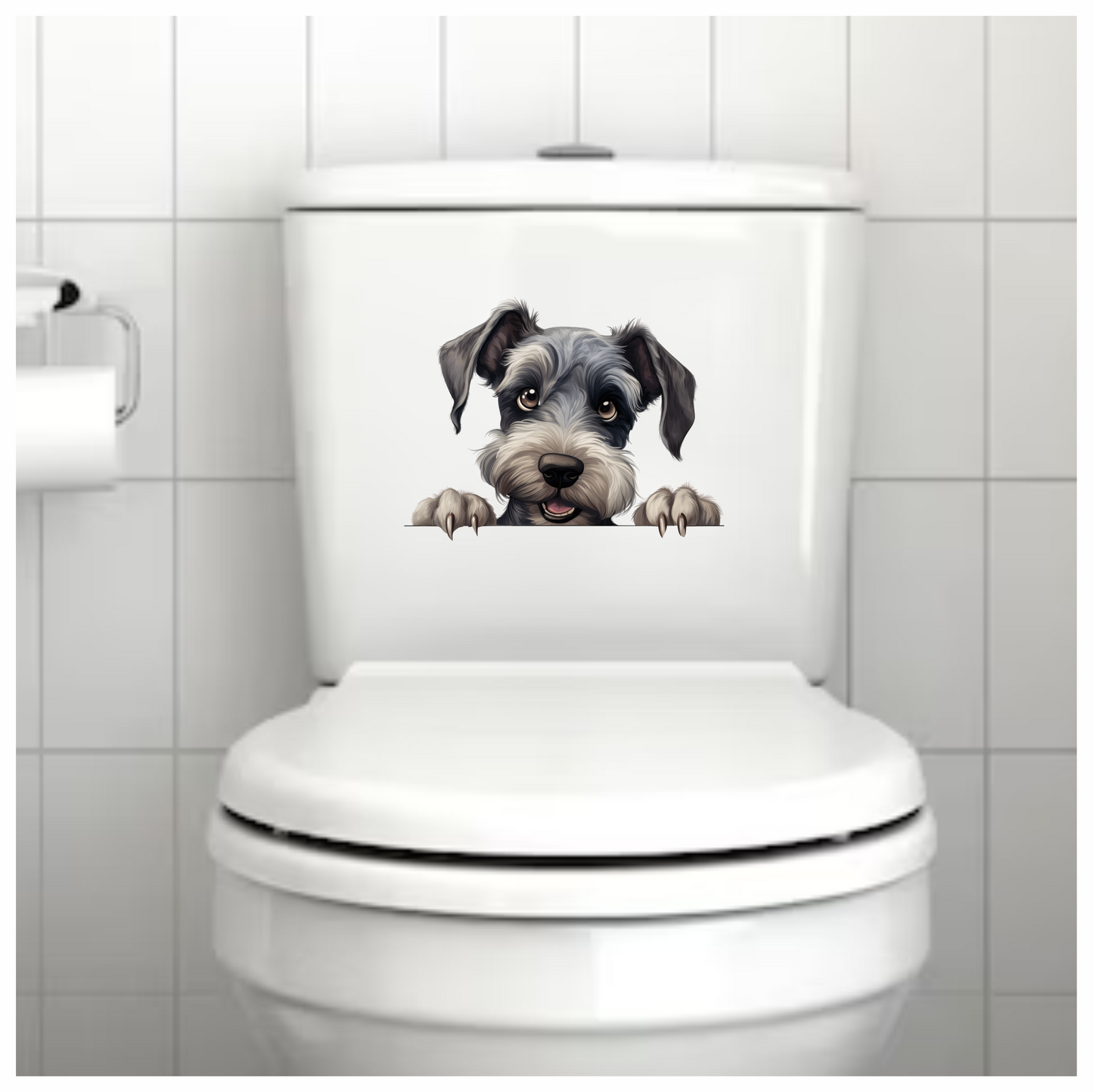 Grey Dog Schnauzer Cute Paw Vinyl Sticker Decal