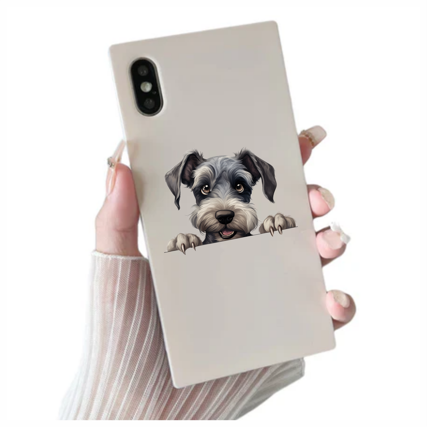Grey Dog Schnauzer Cute Paw Vinyl Sticker Decal
