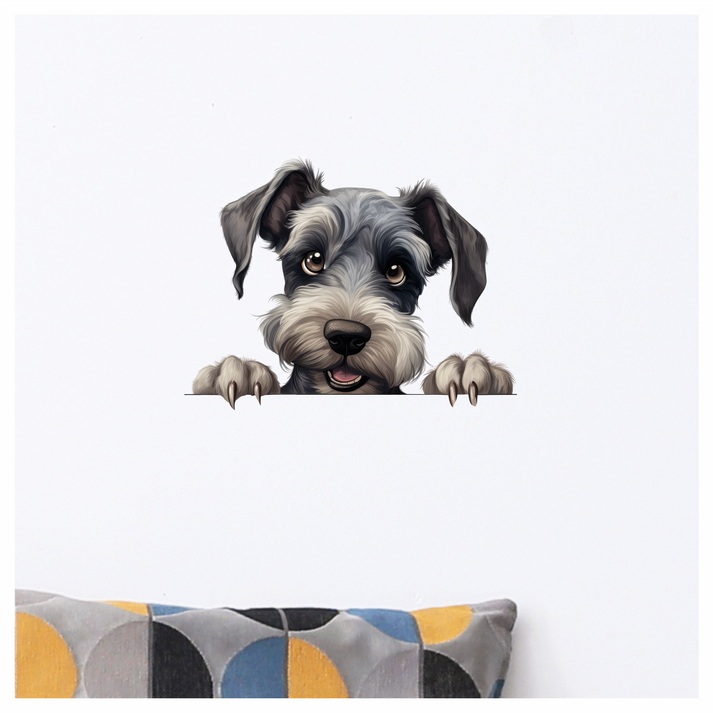 Grey Dog Schnauzer Cute Paw Vinyl Sticker Decal