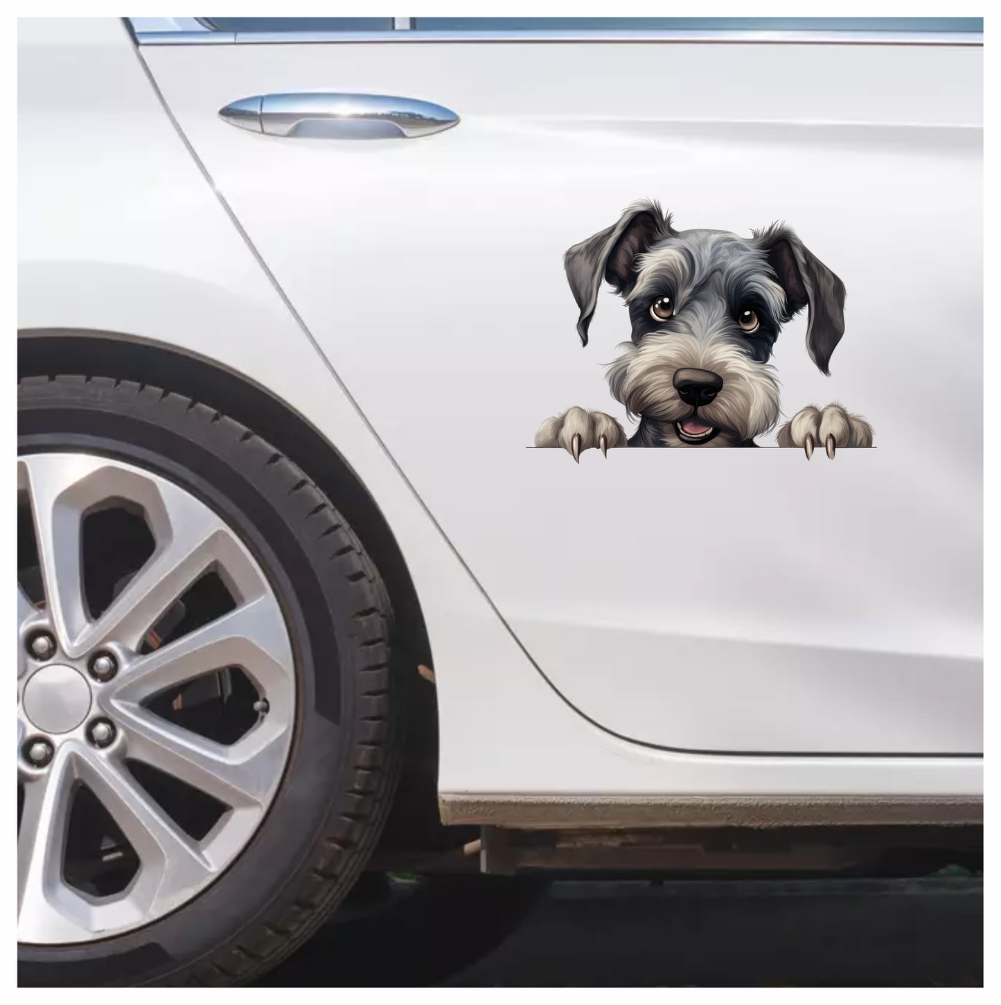 Grey Dog Schnauzer Cute Paw Vinyl Sticker Decal