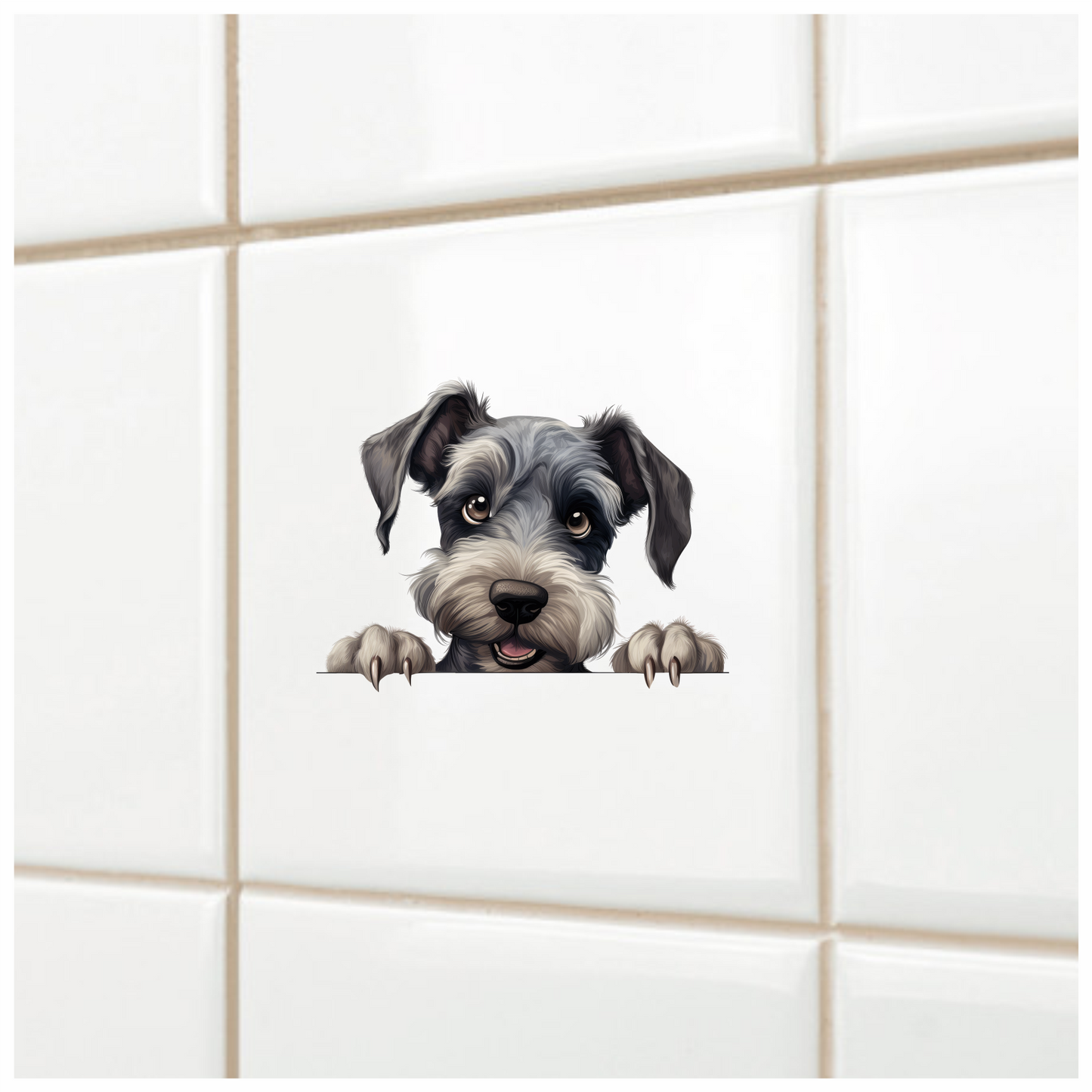 Grey Dog Schnauzer Cute Paw Vinyl Sticker Decal