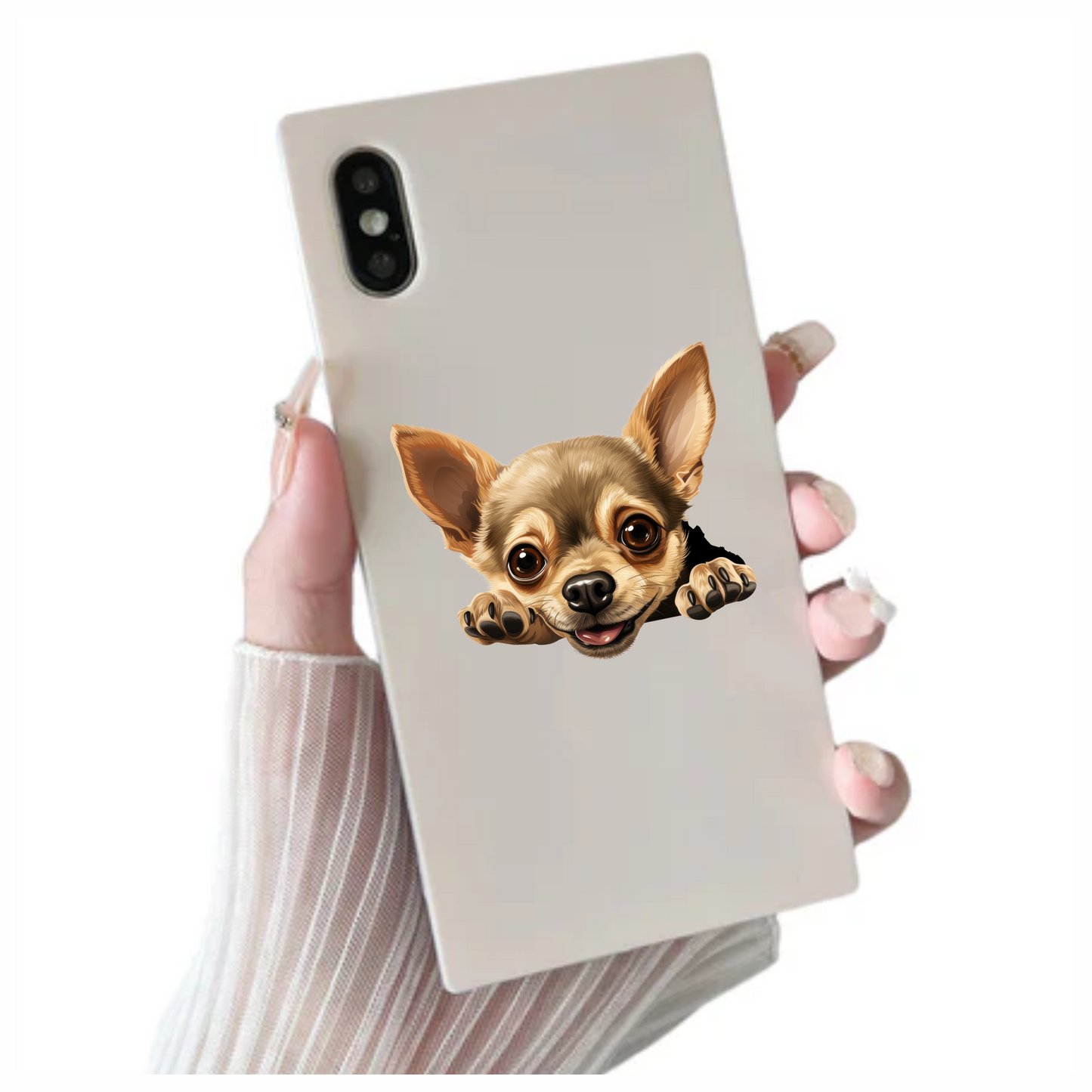 Brown Cute Chihuahua Dog Face Sticker Vinyl Sticker Decal