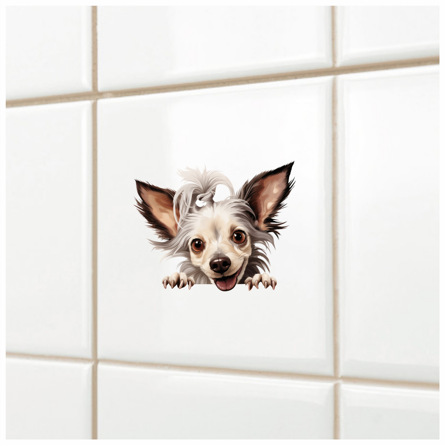 White Dog Chihuahua Smiling Cute Vinyl Sticker Decal