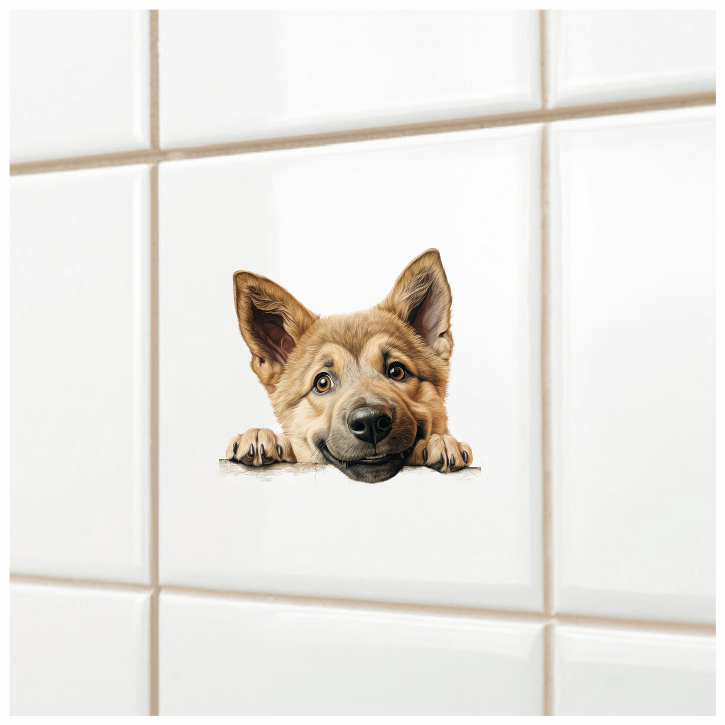 Brown Dog Puppy Cute Smiling Vinyl Sticker Decal