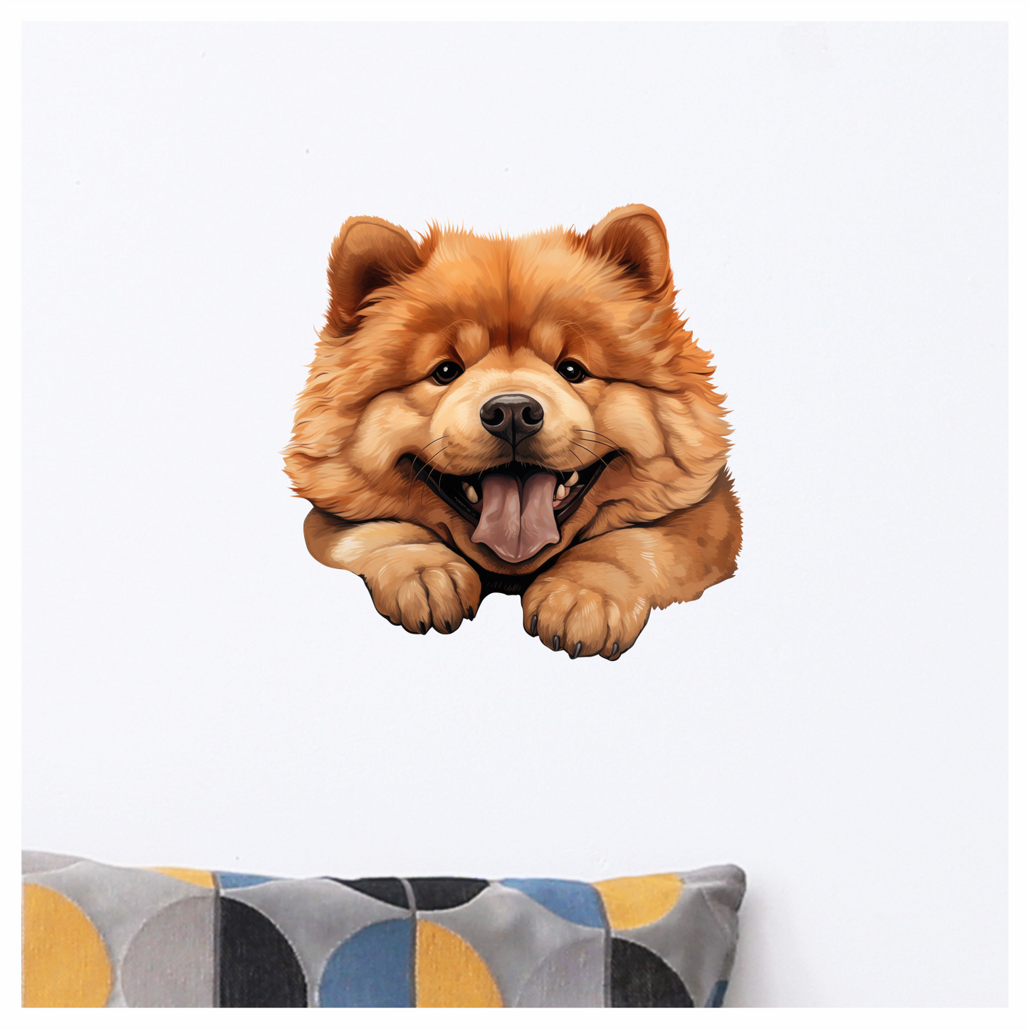 Brown Dog Chow Chow Happy Face Vinyl Sticker Decal
