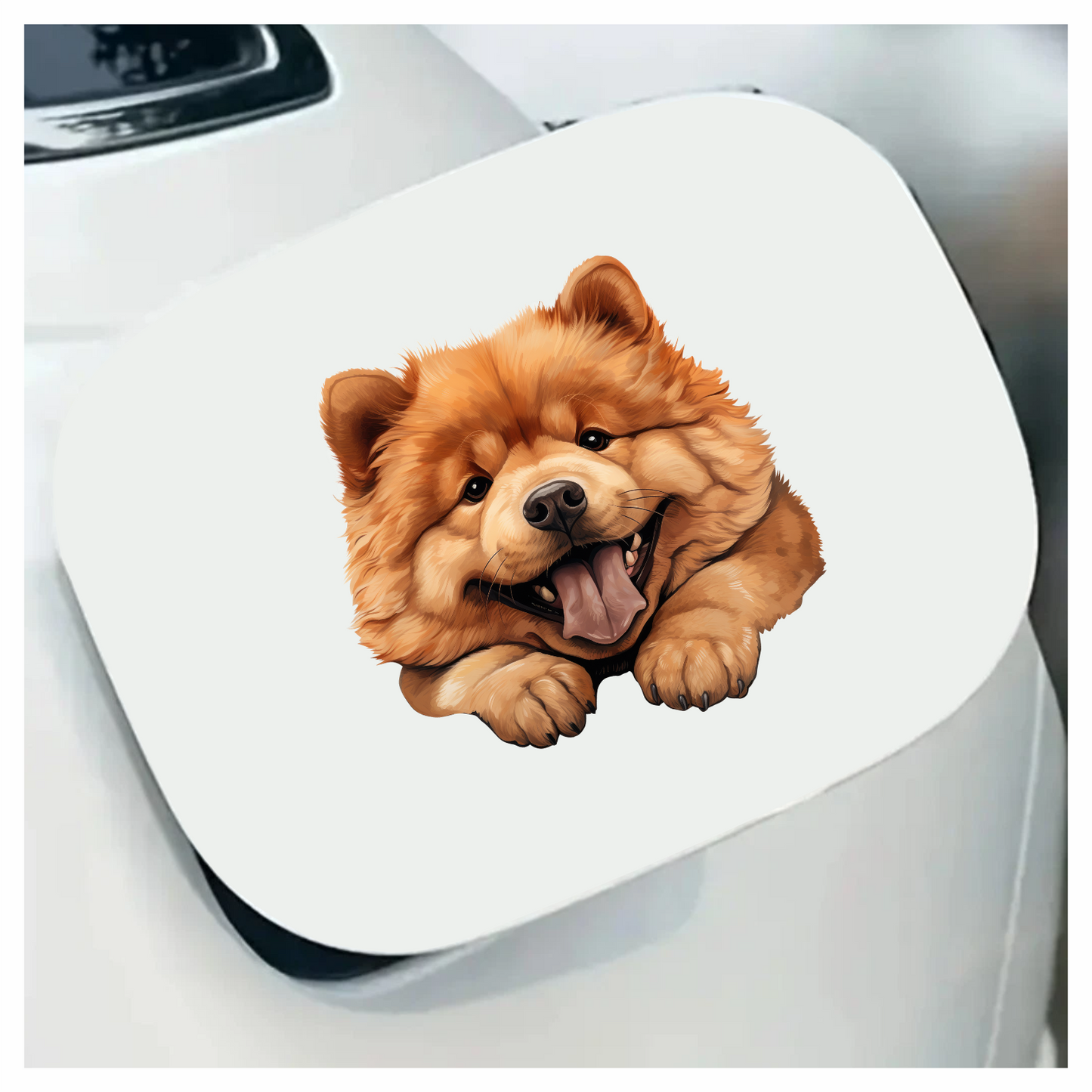 Brown Dog Chow Chow Happy Face Vinyl Sticker Decal