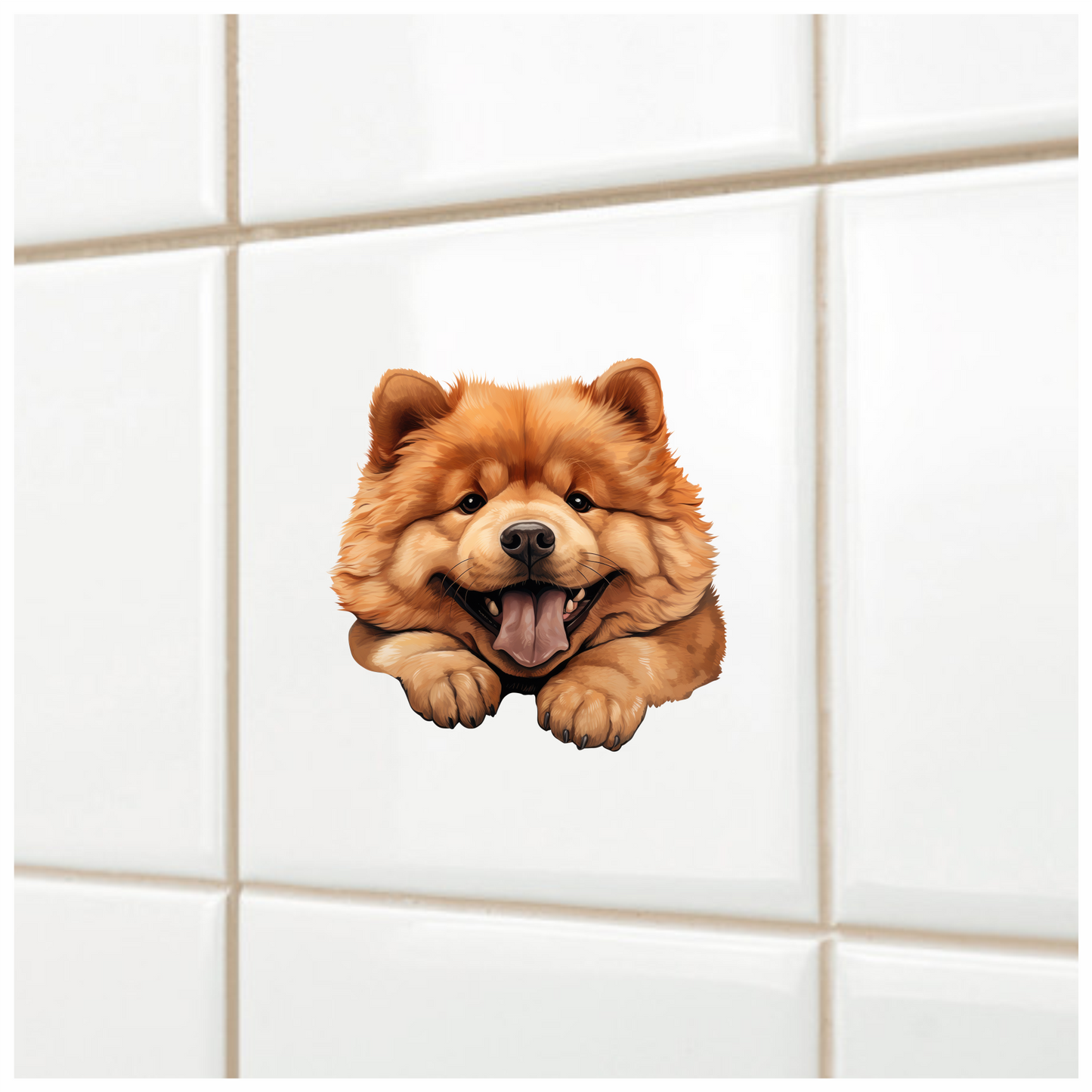 Brown Dog Chow Chow Happy Face Vinyl Sticker Decal