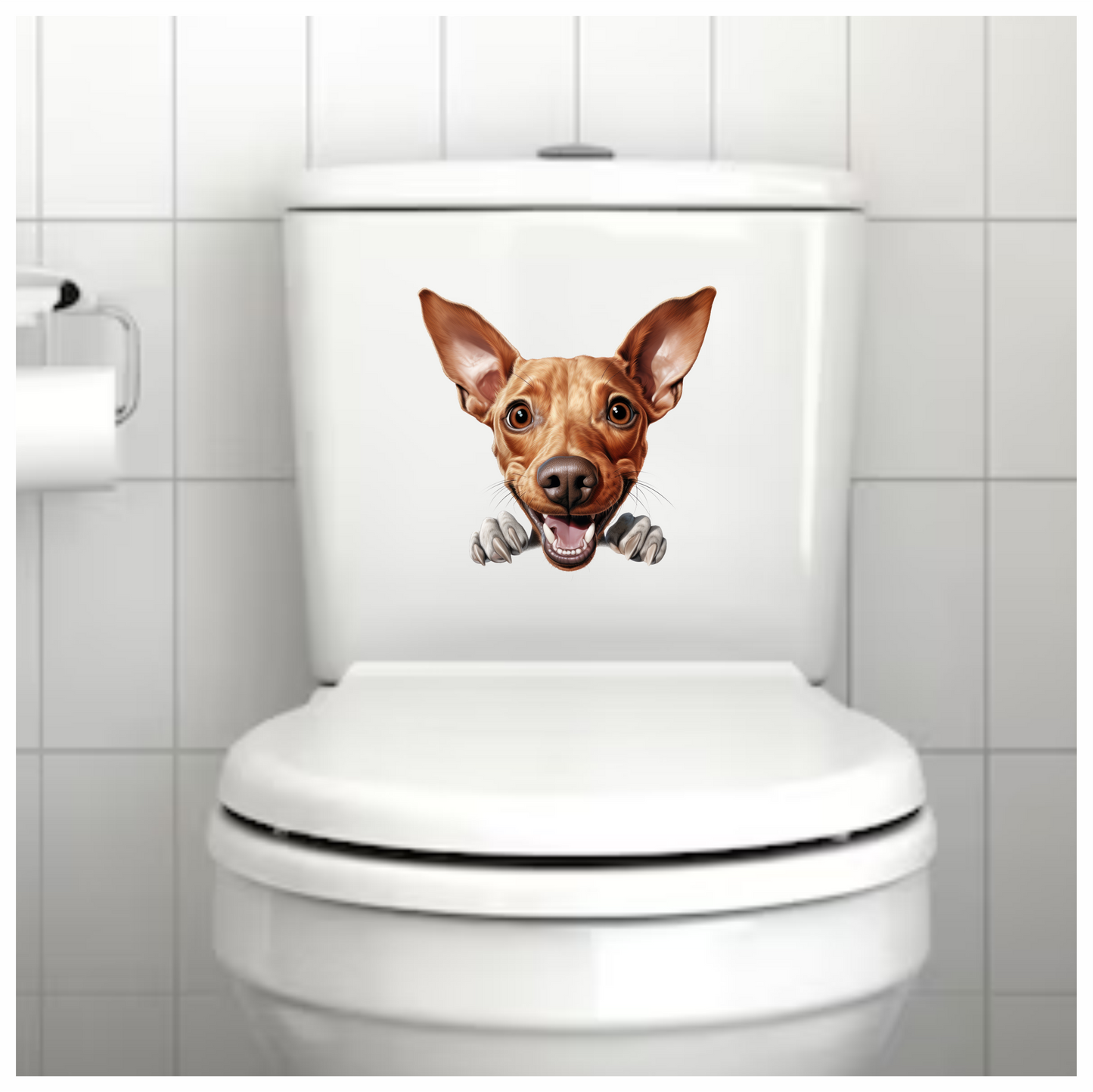 Brown Happy Dog Cartoon Terrier Vinyl Sticker Decal