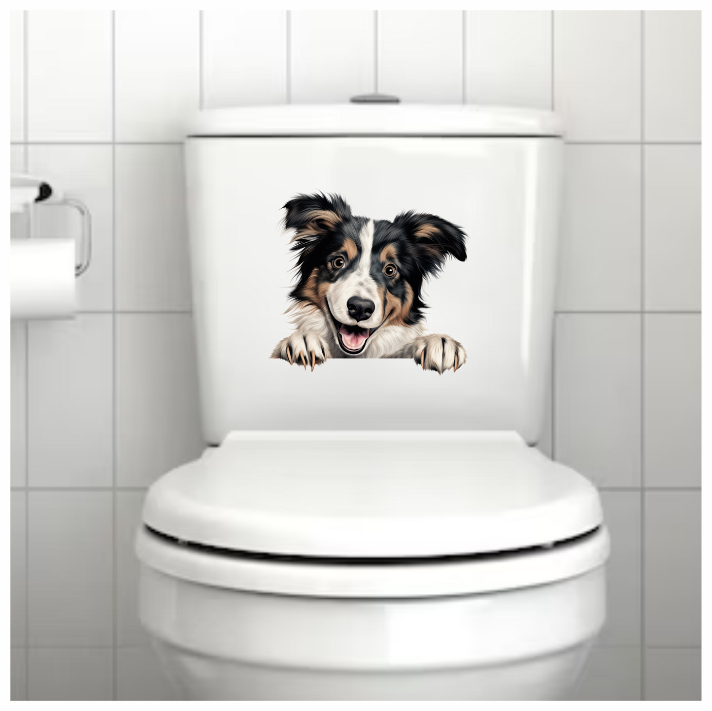 Black White Brown Dog Collie Vinyl Sticker Decal