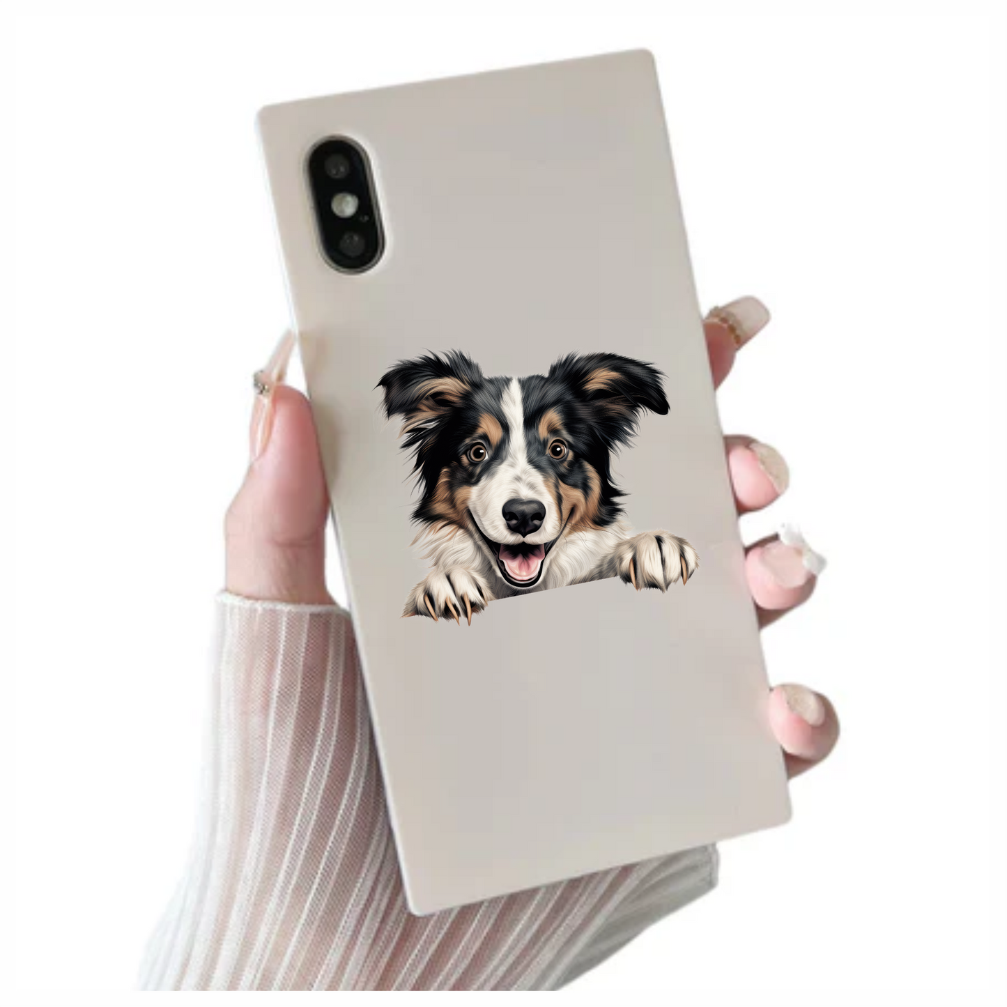 Black White Brown Dog Collie Vinyl Sticker Decal