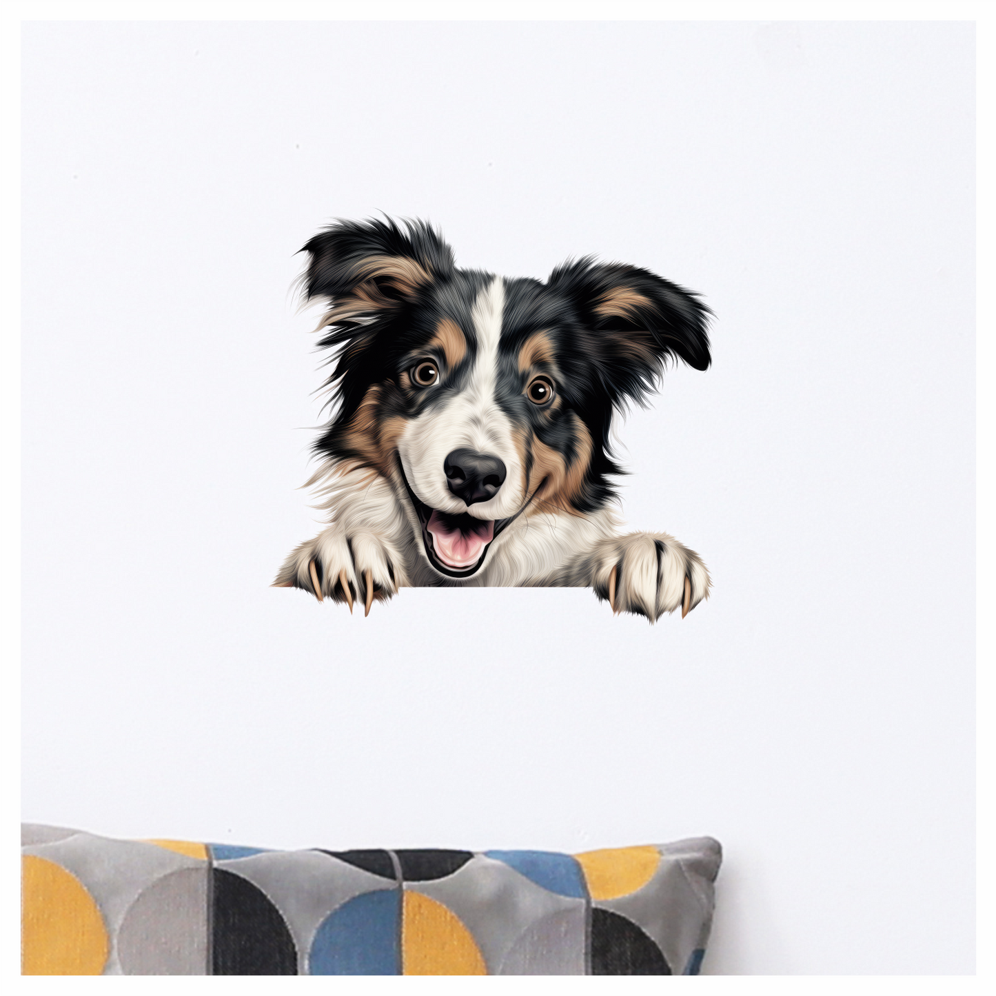 Black White Brown Dog Collie Vinyl Sticker Decal