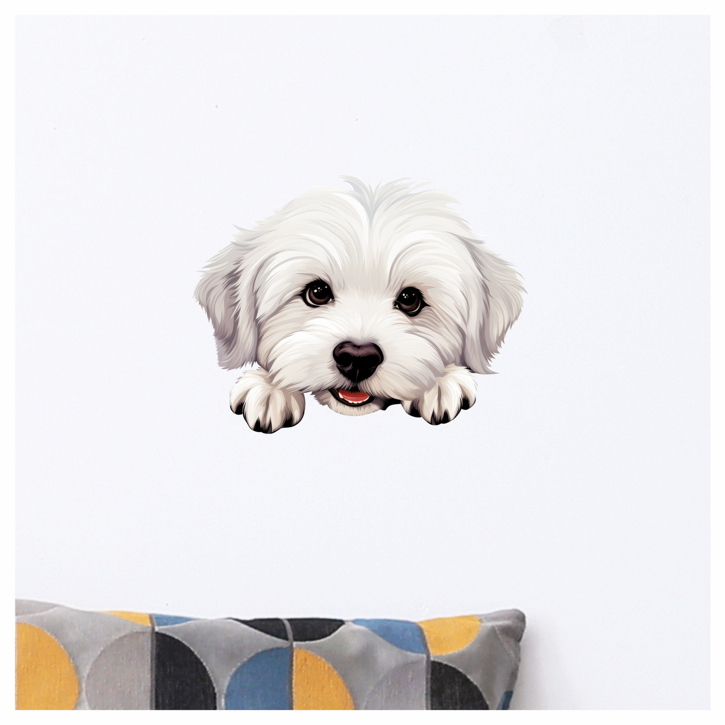White Puppy Maltese Dog Face Vinyl Sticker Decal