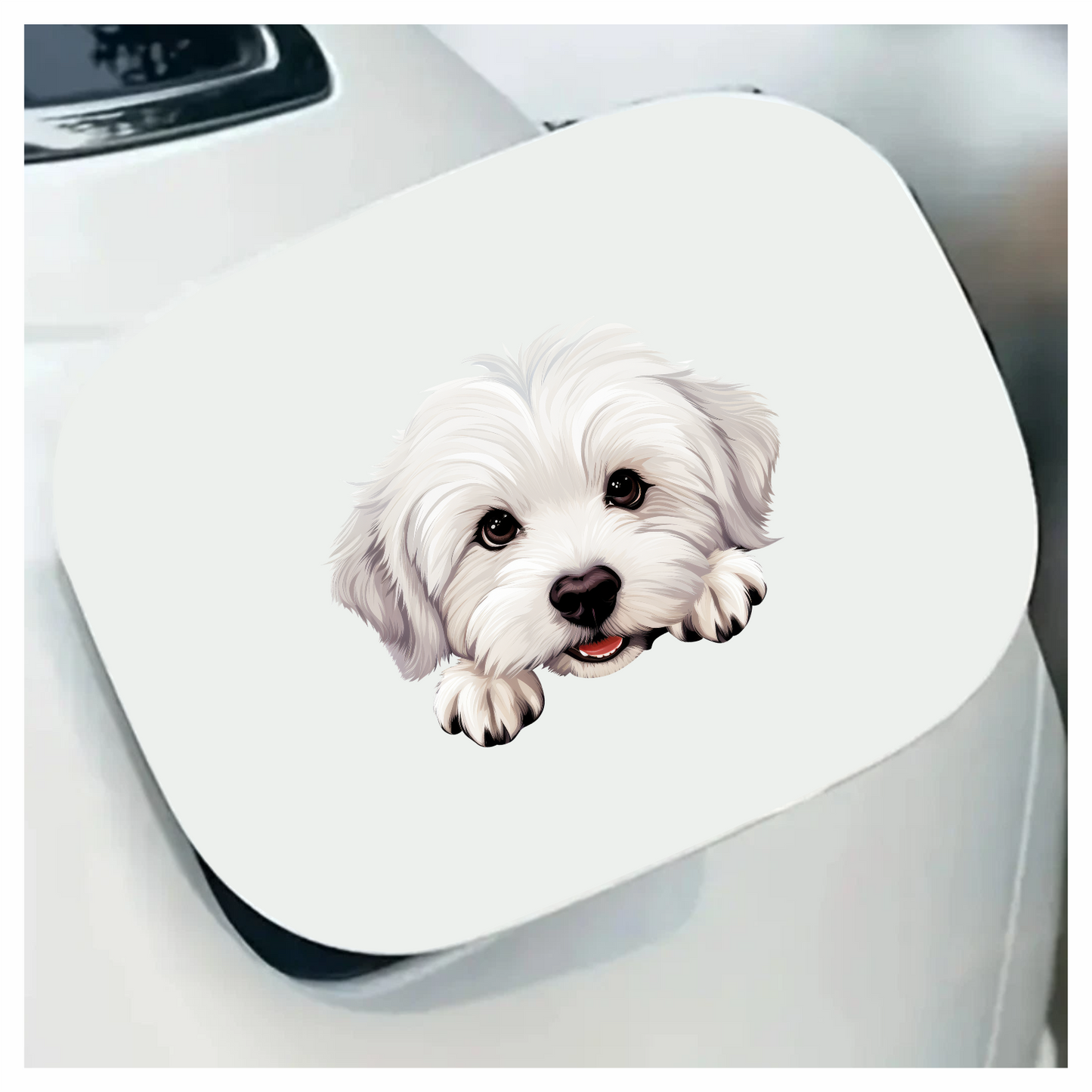 White Puppy Maltese Dog Face Vinyl Sticker Decal