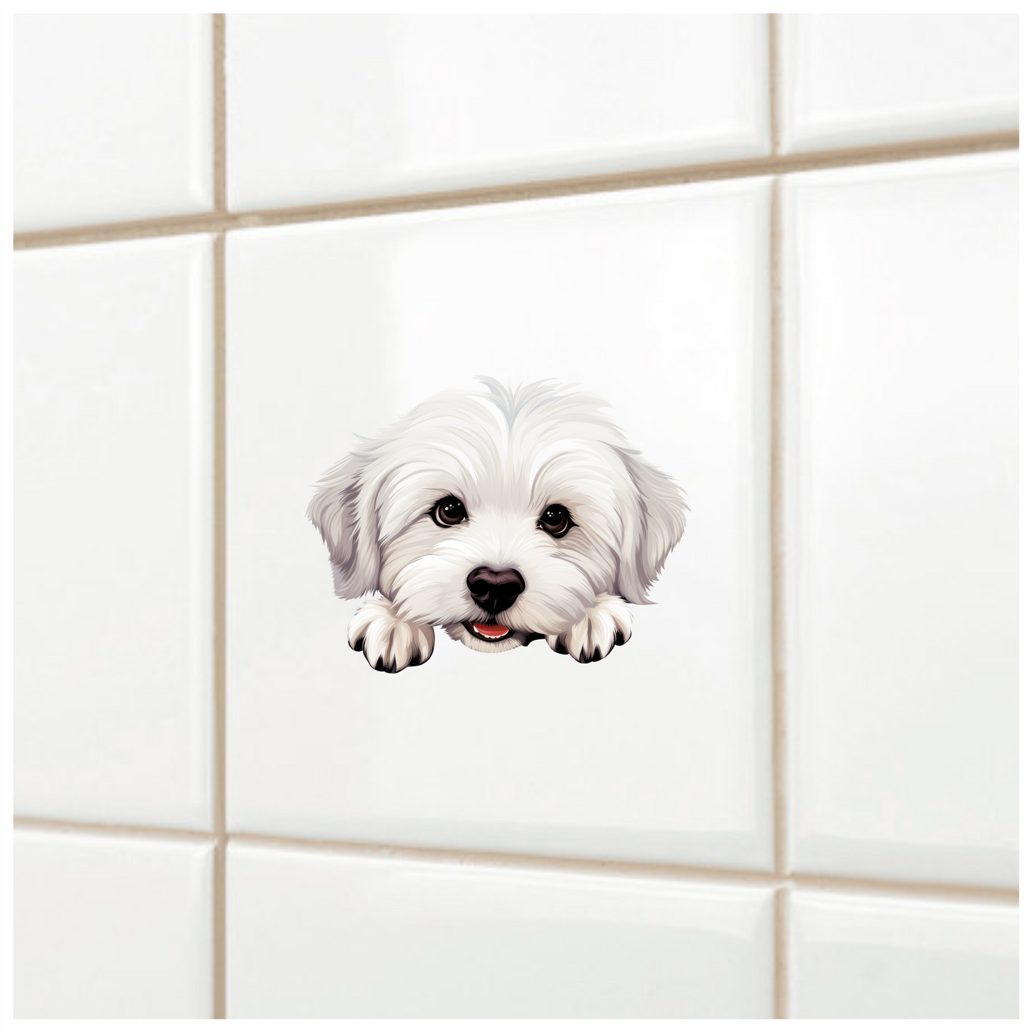 White Puppy Maltese Dog Face Vinyl Sticker Decal