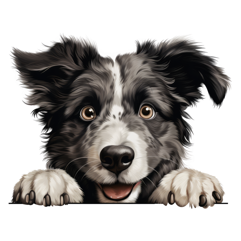 Black White Border Collie Dog Face Vinyl Sticker Decal