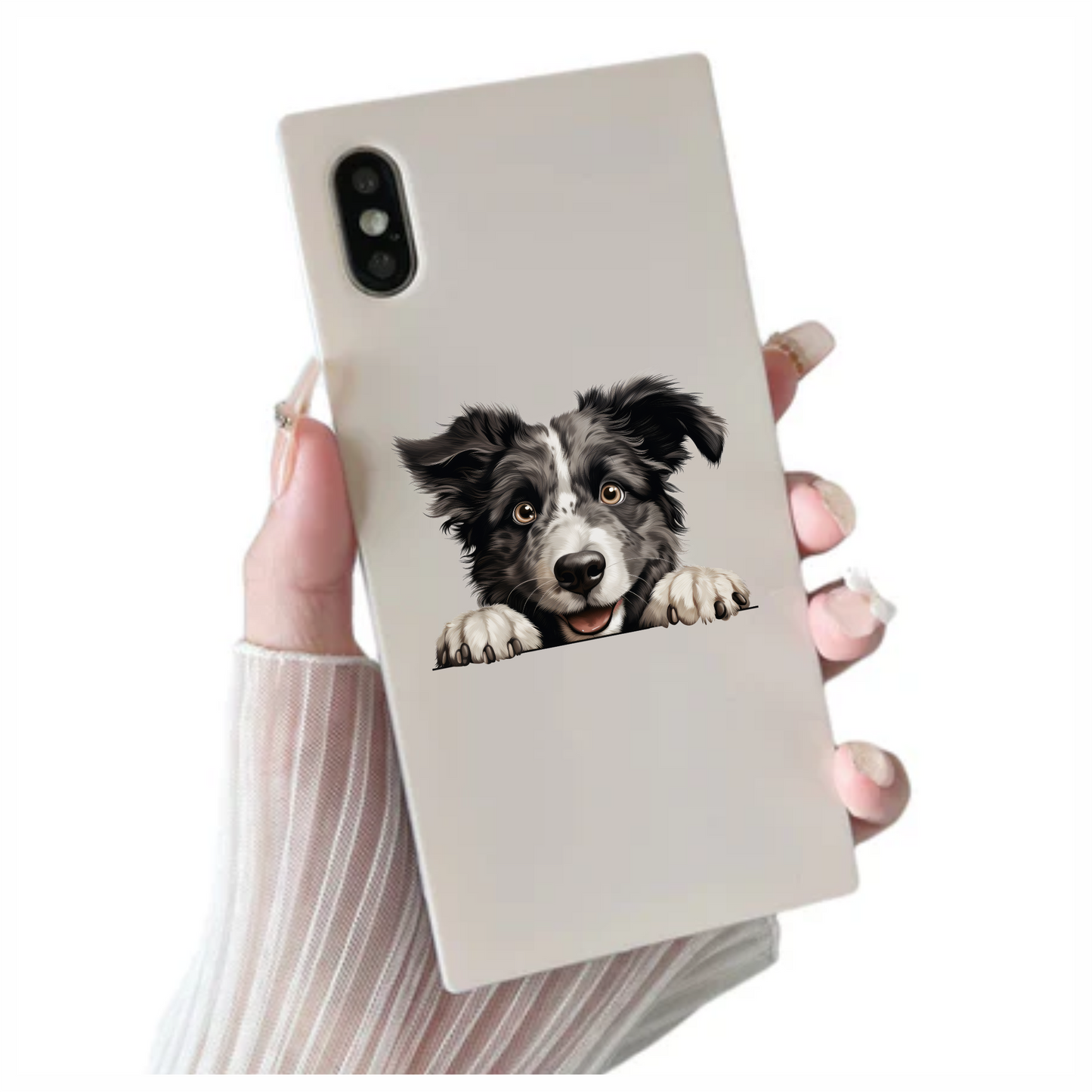 Black White Border Collie Dog Face Vinyl Sticker Decal