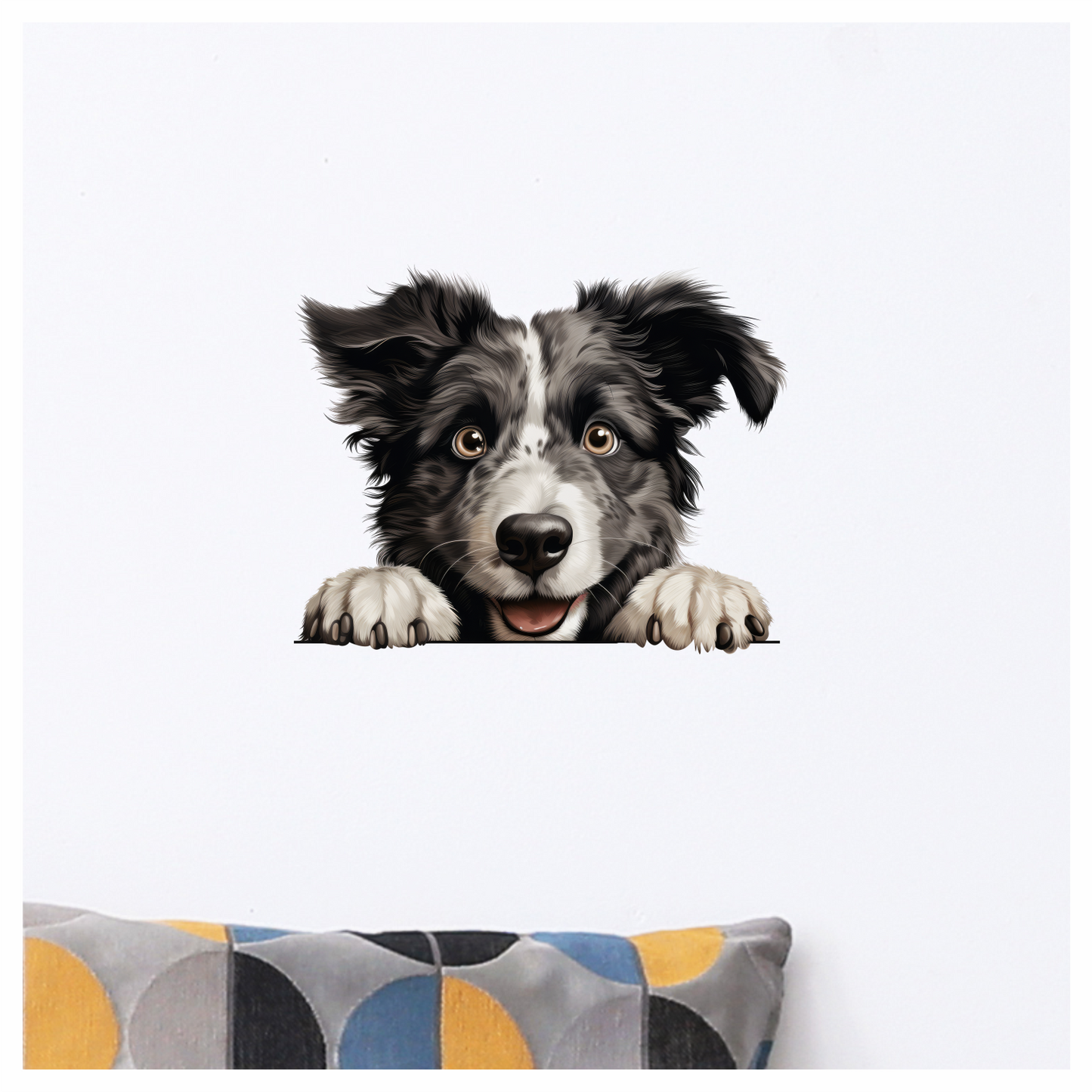 Black White Border Collie Dog Face Vinyl Sticker Decal