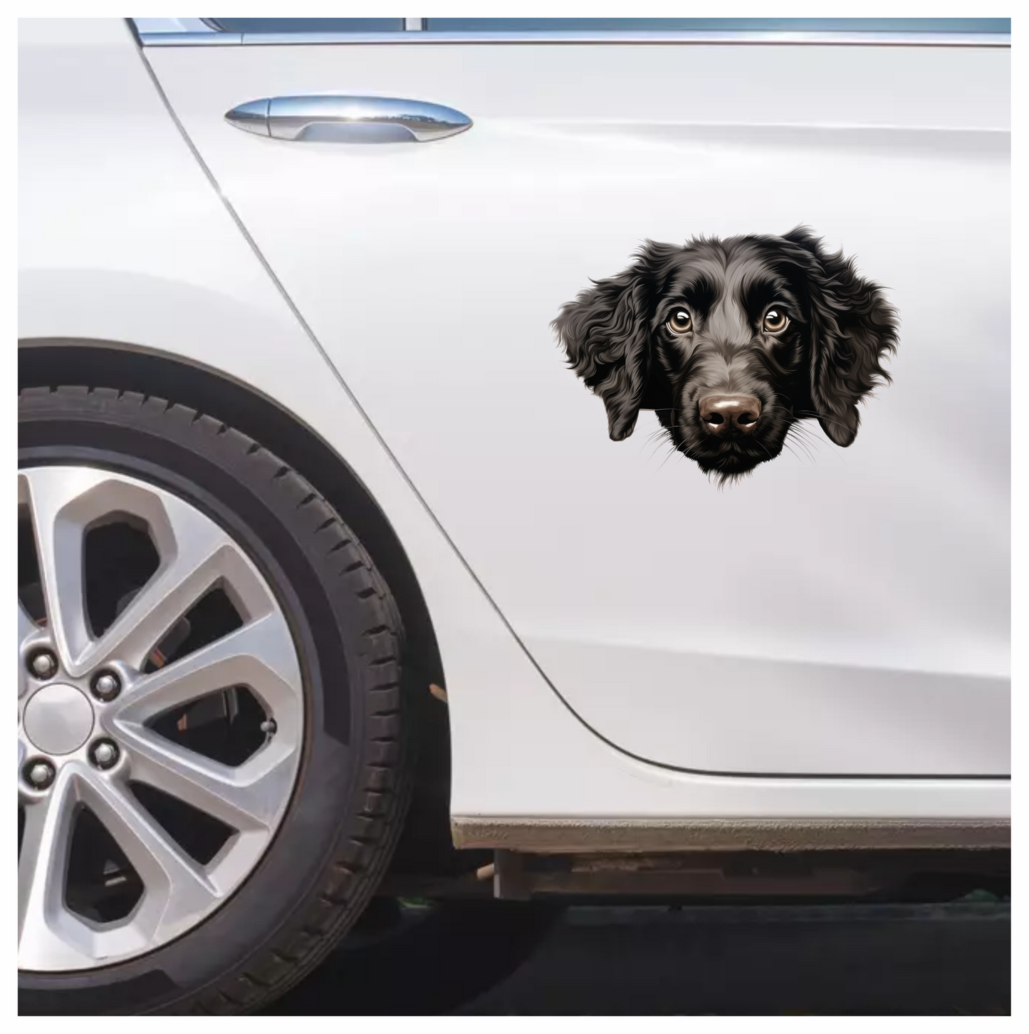 Black Dog Spaniel Face Portrait Vinyl Sticker Decal