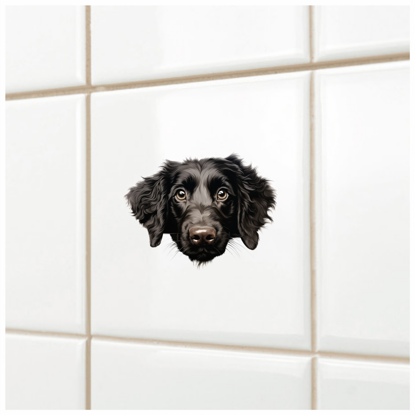 Black Dog Spaniel Face Portrait Vinyl Sticker Decal