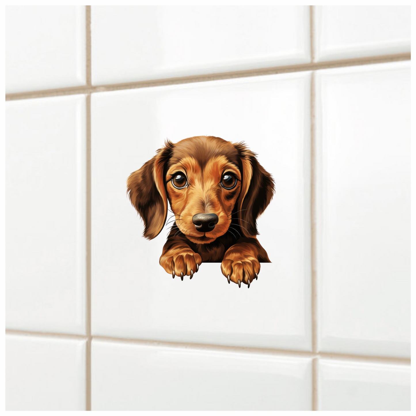 Brown Dog Dachshund Puppy Cute Vinyl Sticker Decal
