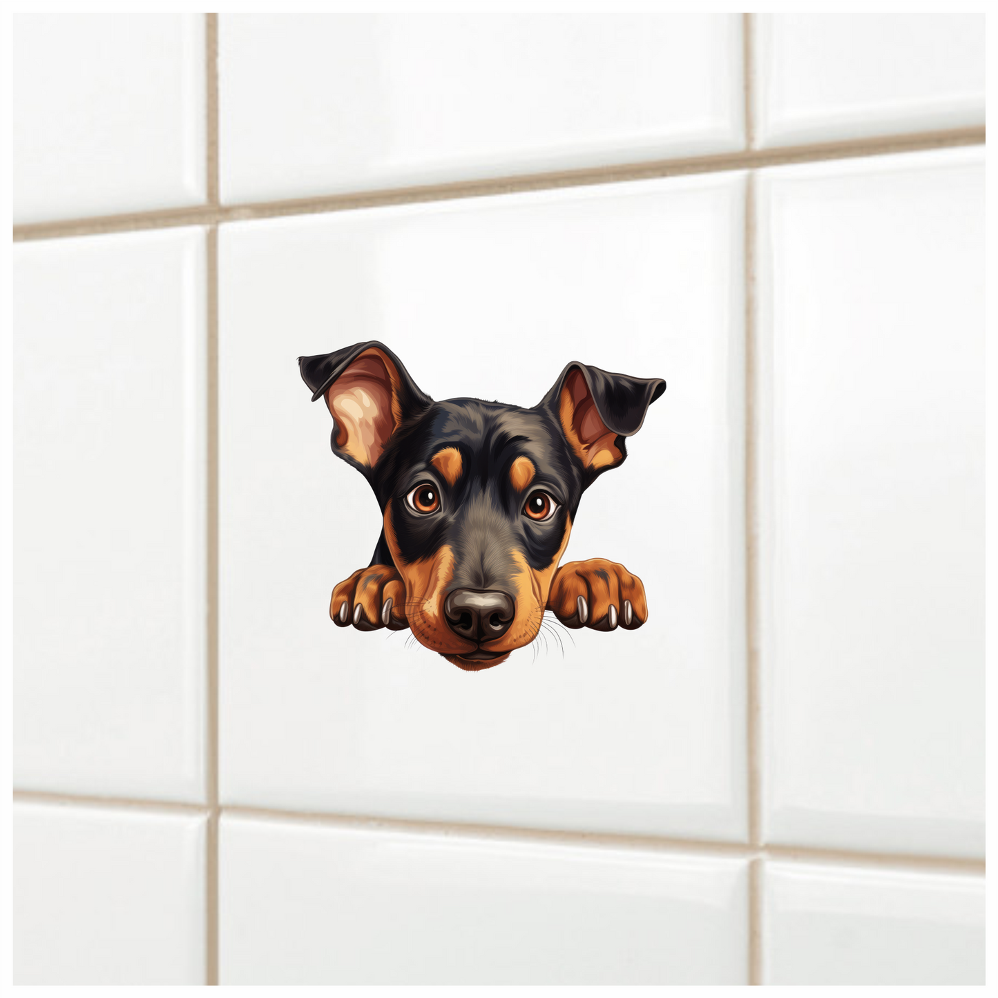 Black Brown Dog Rottweiler Face Vinyl Sticker Decal