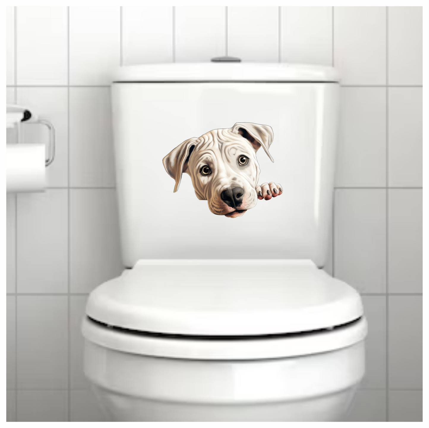 White Dog Puppy Pitbull Cute Vinyl Sticker Decal