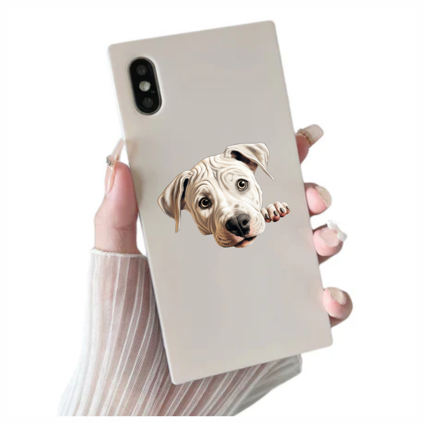 White Dog Puppy Pitbull Cute Vinyl Sticker Decal