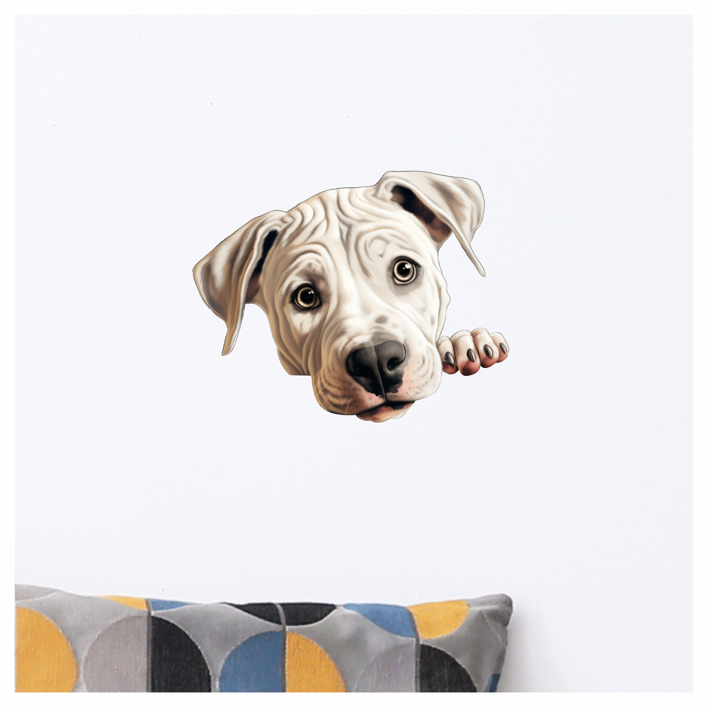 White Dog Puppy Pitbull Cute Vinyl Sticker Decal