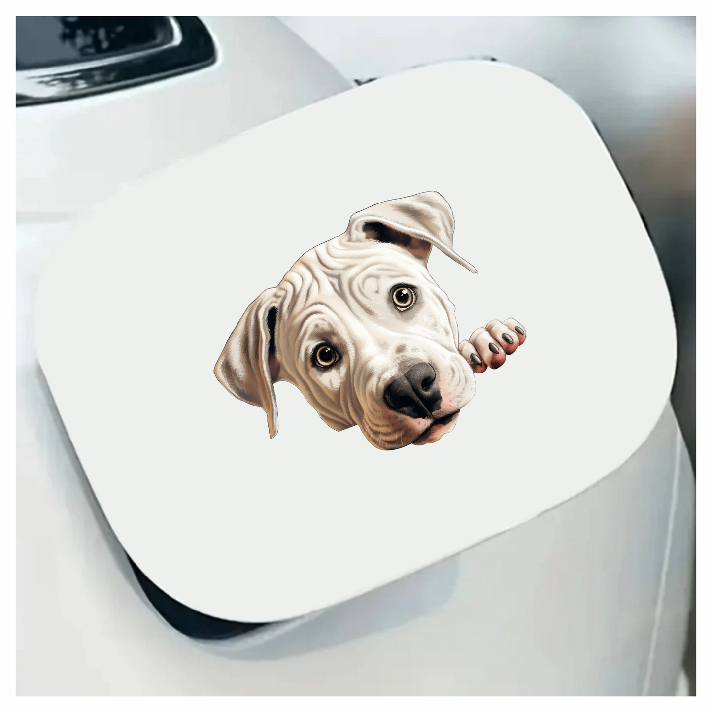 White Dog Puppy Pitbull Cute Vinyl Sticker Decal