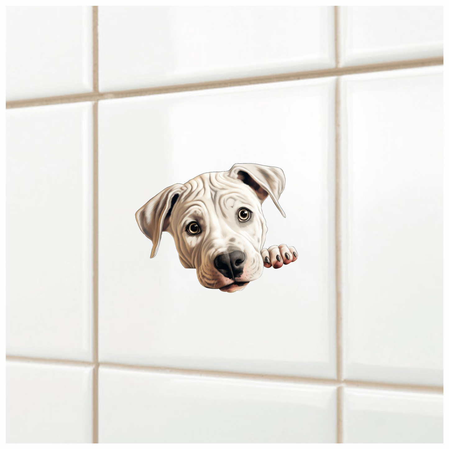 White Dog Puppy Pitbull Cute Vinyl Sticker Decal